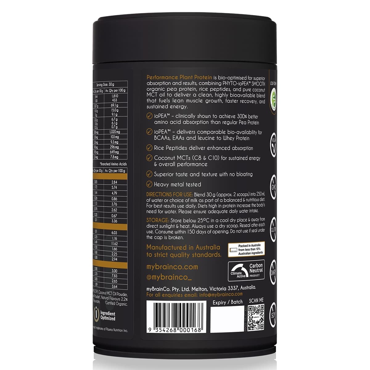 Thumbnail Mybrainco Performance Plant Protein Powder Chocolate 360g