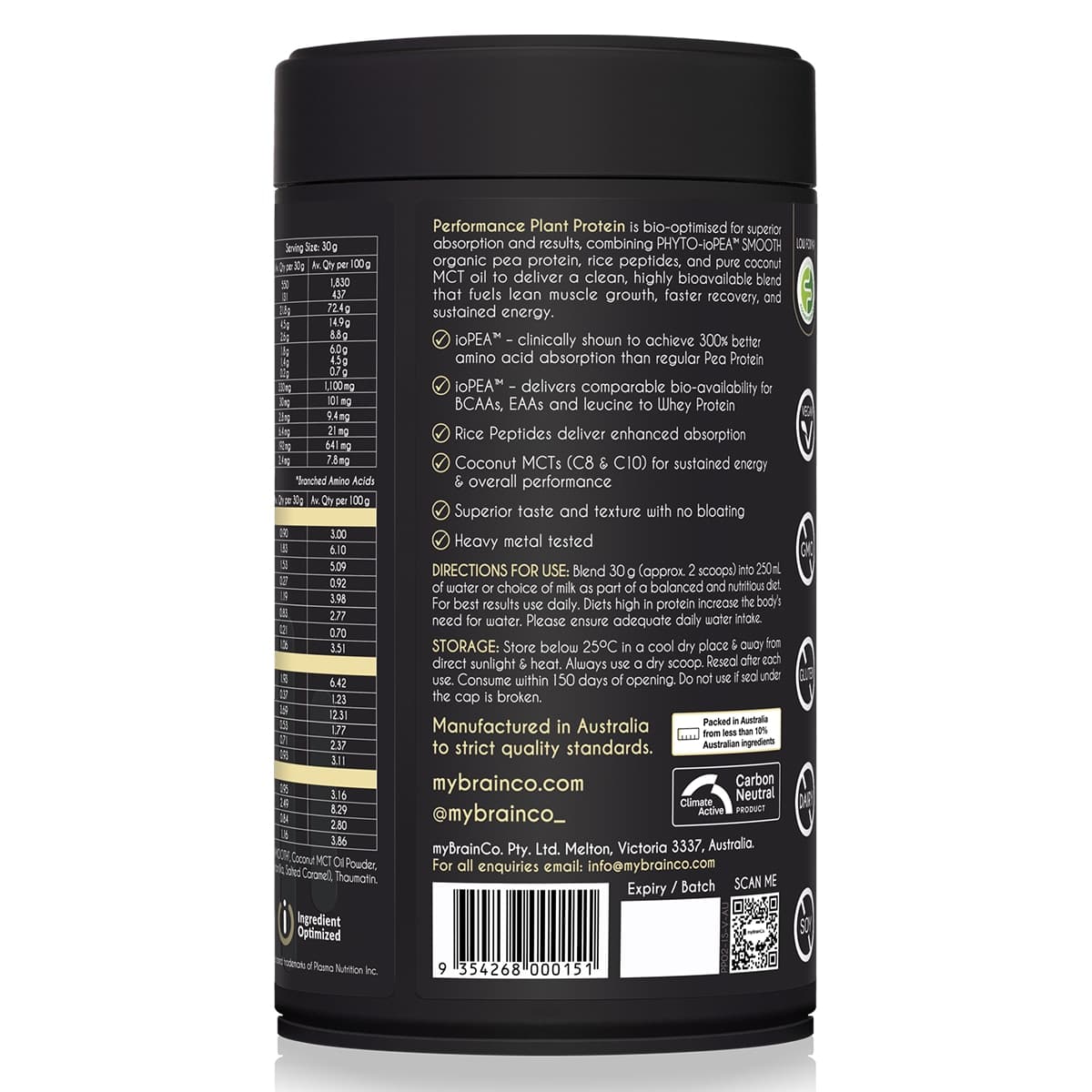 Thumbnail Mybrainco Performance Plant Protein Powder Vanilla 360g
