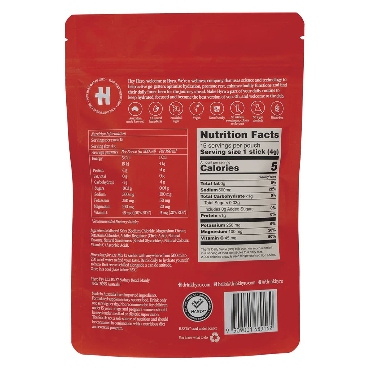 Thumbnail Hyro Sugar Free Electrolyte Powder Mixed Bag 15 x 4g Sachets