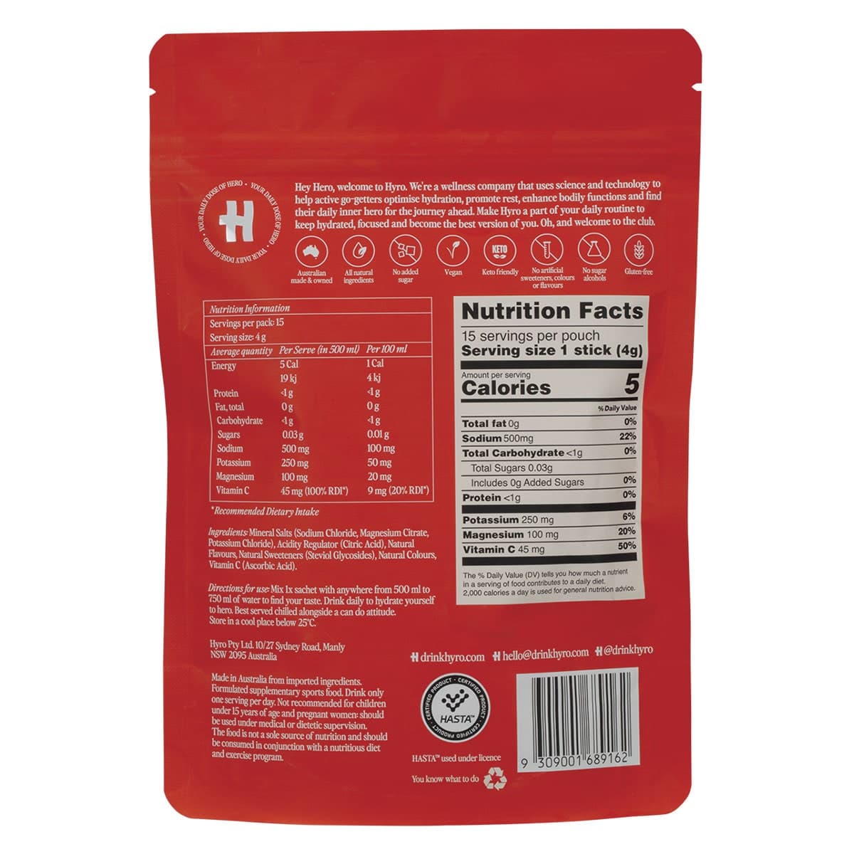 Thumbnail Hyro Sugar Free Electrolyte Powder Lemon Lime 15 x 4g Sachets