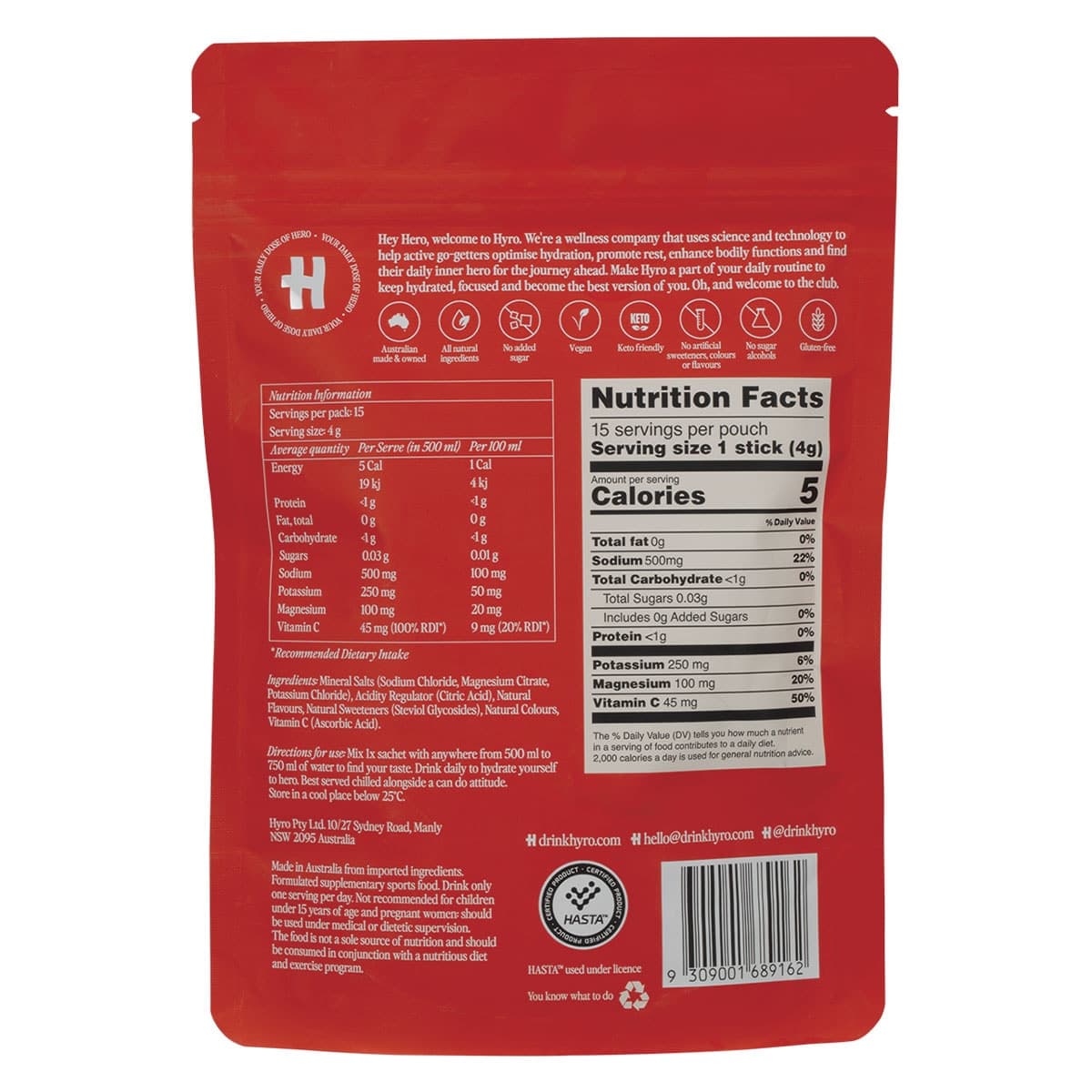 Thumbnail Hyro Sugar Free Electrolyte Powder Watermelon 15 x 4g Sachets