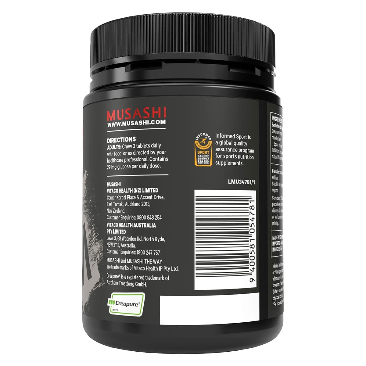 Thumbnail Musashi Creatine Chewables Berry 60 Tablets