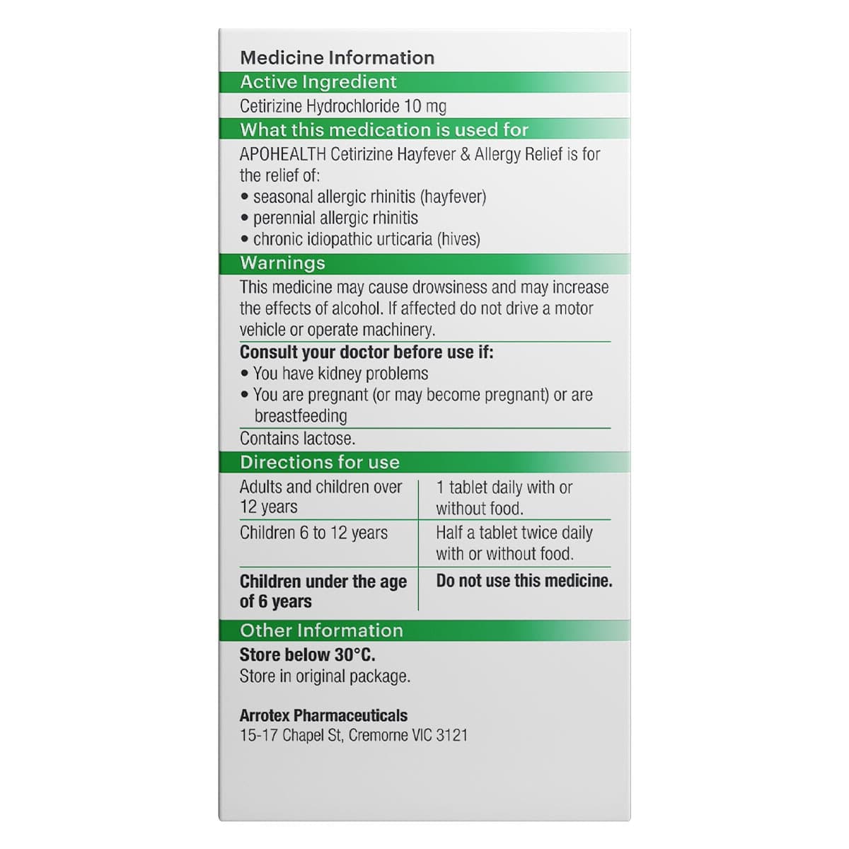 Thumbnail APOHEALTH Cetirizine Hayfever & Allergy Relief 100 Tablets