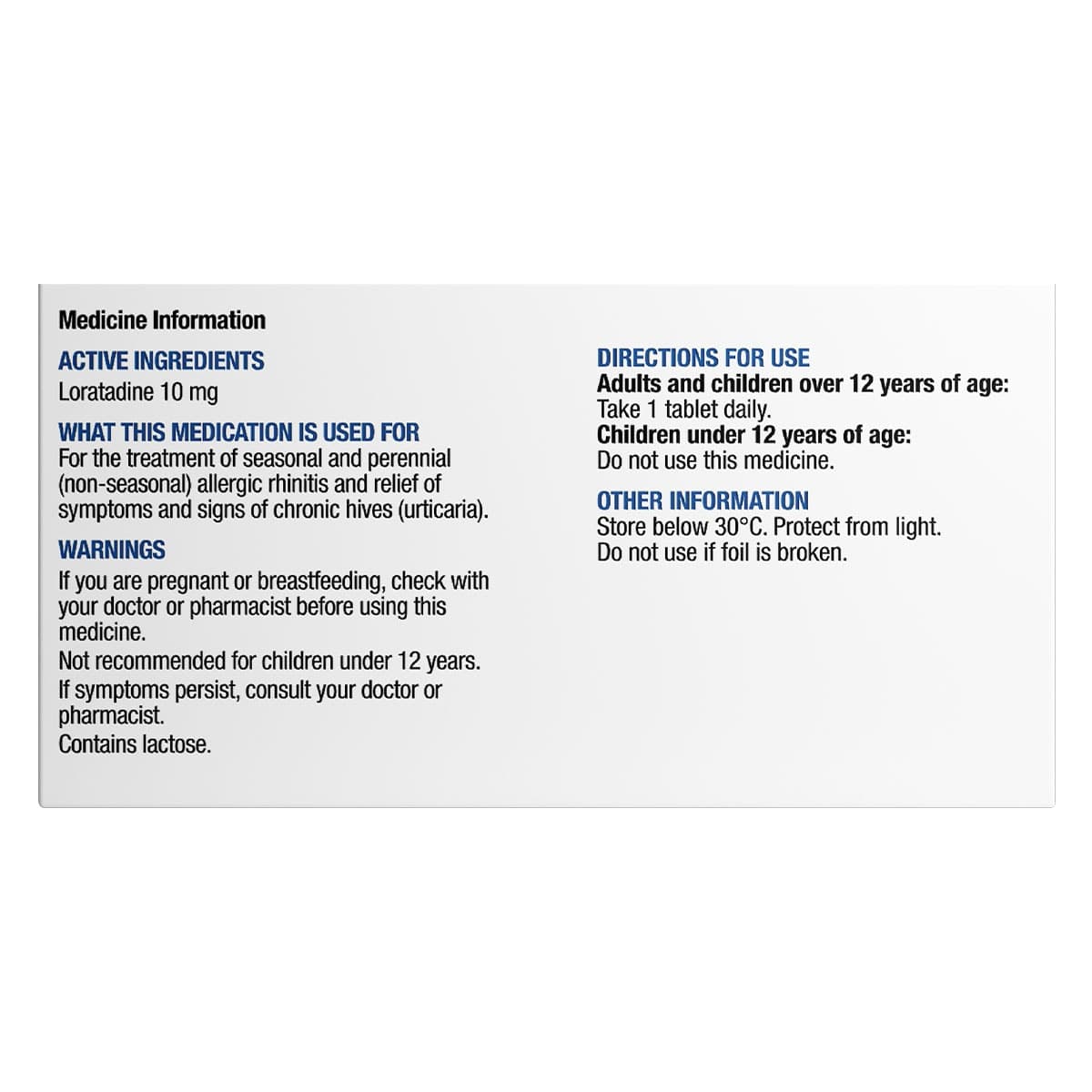 Thumbnail Chemists Own Loratadine 10mg 100 Tablets