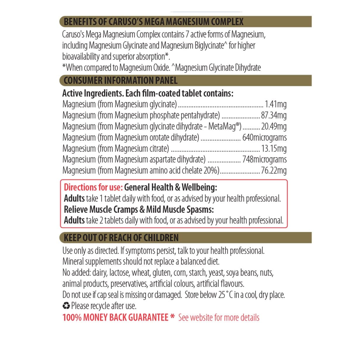 Thumbnail Carusos Mega Magnesium Complex 60 Tablets