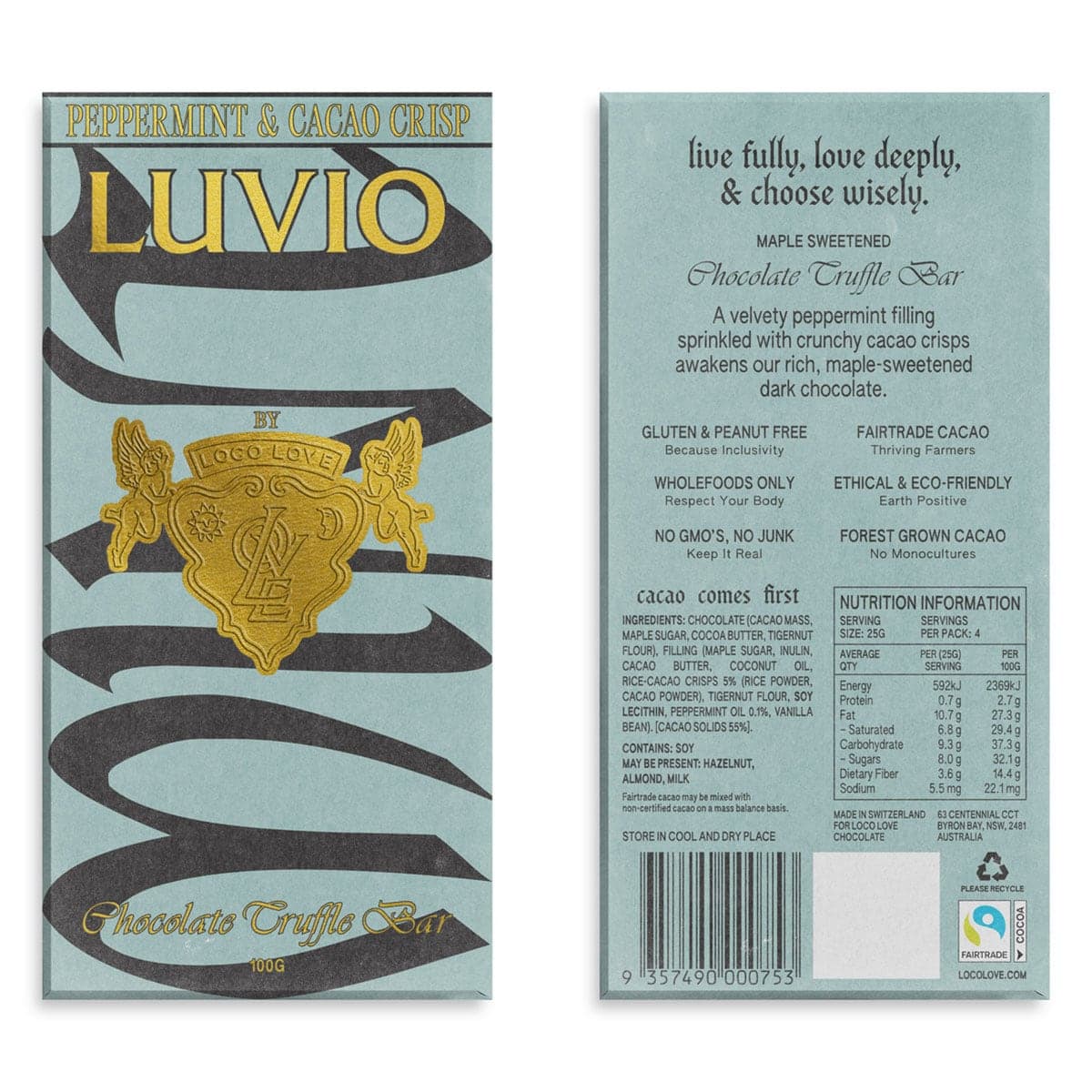 Thumbnail Loco Love Luvio Chocolate Bar Peppermint & Cacao 100g