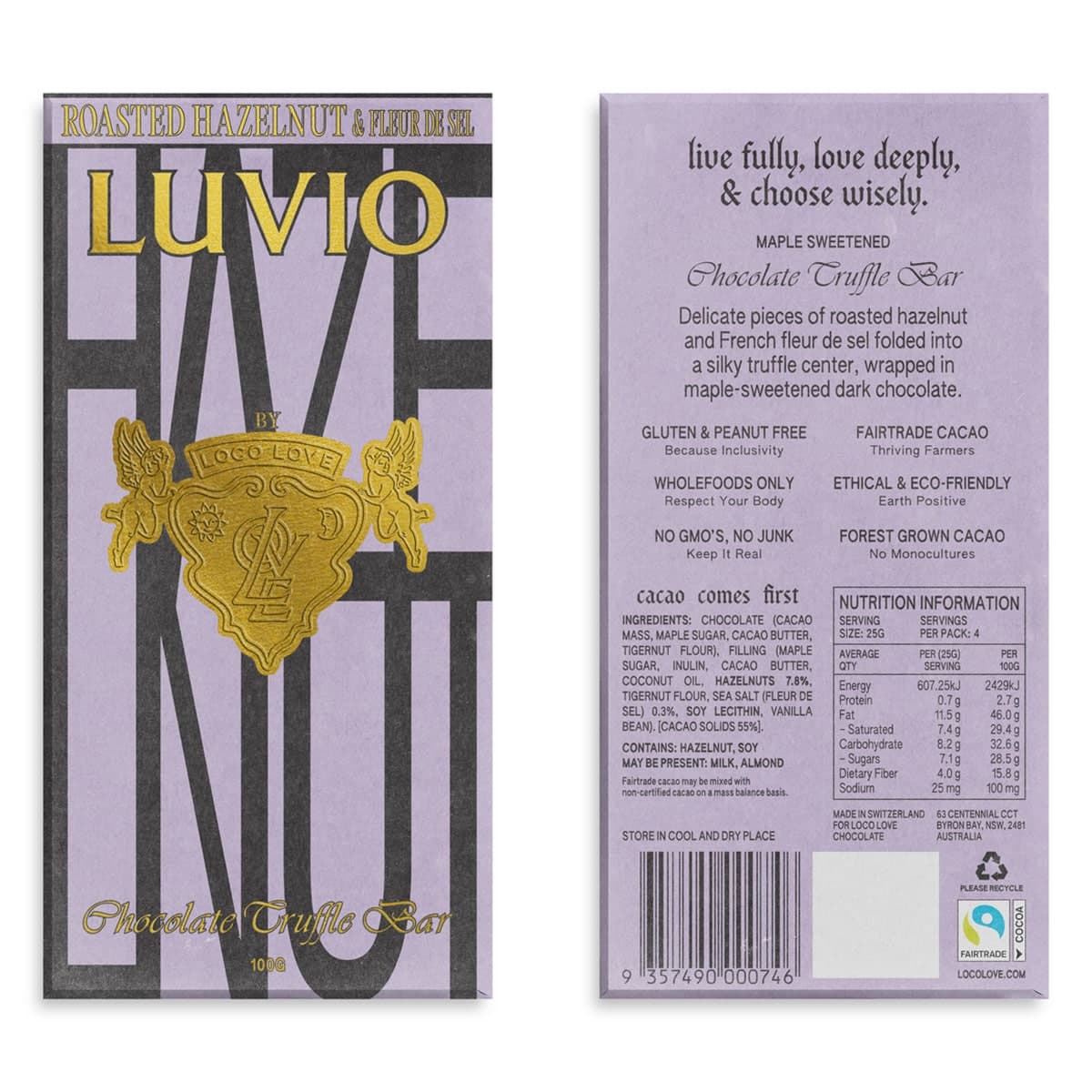 Thumbnail Loco Love Luvio Chocolate Bar Roasted Hazelnut & Fleur De Sel 100g