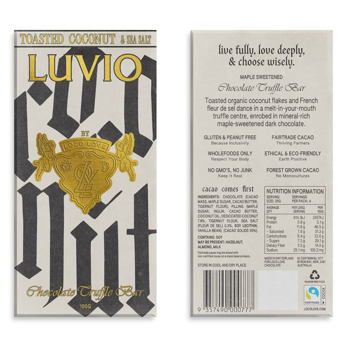 Thumbnail Loco Love Luvio Chocolate Bar Toasted Coconut & Sea Salt 100g