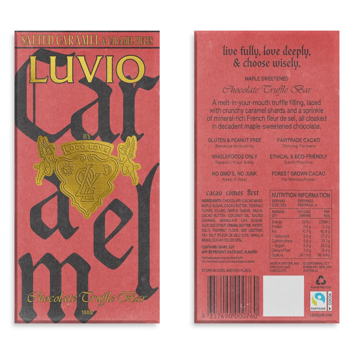 Thumbnail Loco Love Luvio Chocolate Bar Caramel & Caramel Pieces 100g