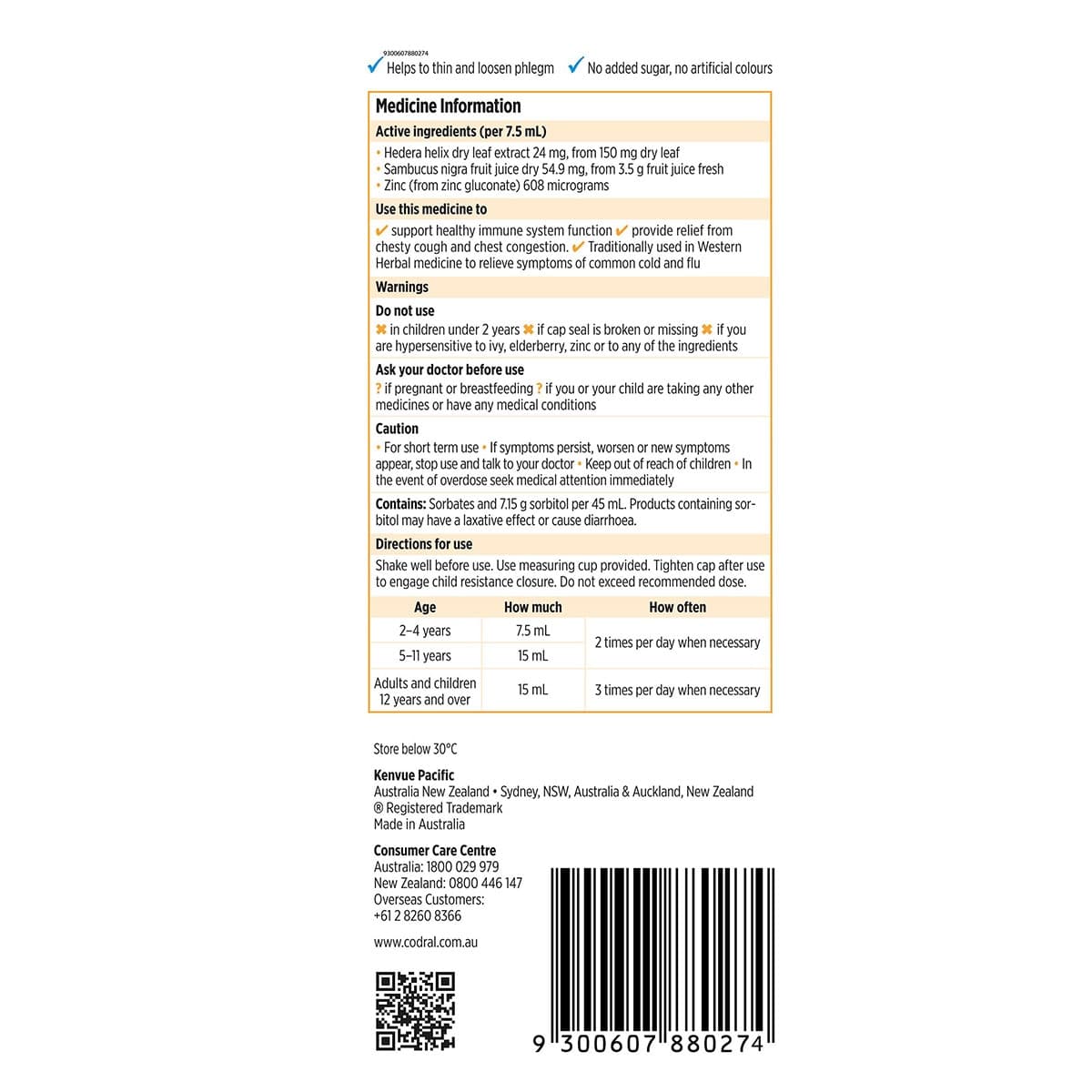 Thumbnail Codral Kids Cold&Flu Cough+Immunity Support Liquid 200mL