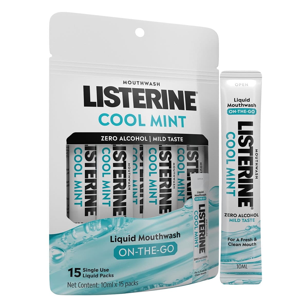 Thumbnail Listerine On-the-go Liquid Mouthwash Cool Mint 10 x 15mL Sachets