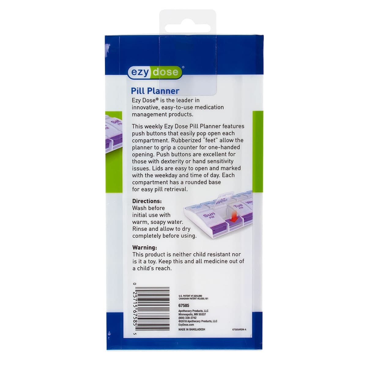 Thumbnail Ezy Dose Pill Planner AM/PM 7 Day Push Button 1 Pack