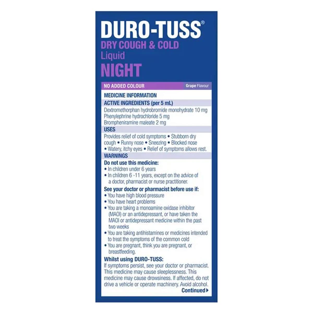 Thumbnail Duro-Tuss Dry Cough & Cold Liquid Night 200ml