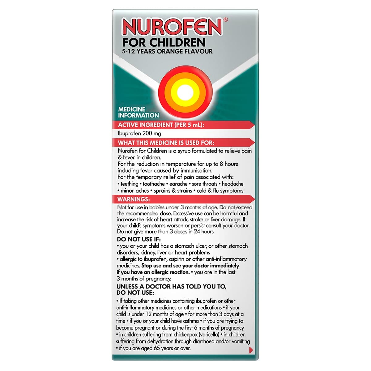 Thumbnail Nurofen for Children 5 - 12 Years Pain & Fever Relief Orange 100ml