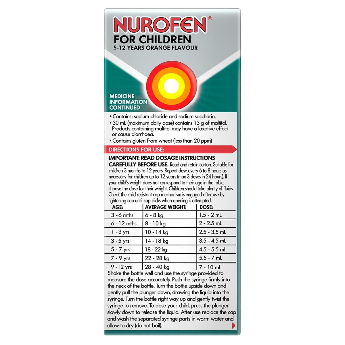 Thumbnail Nurofen for Children 5 - 12 Years Pain & Fever Relief Orange 100ml