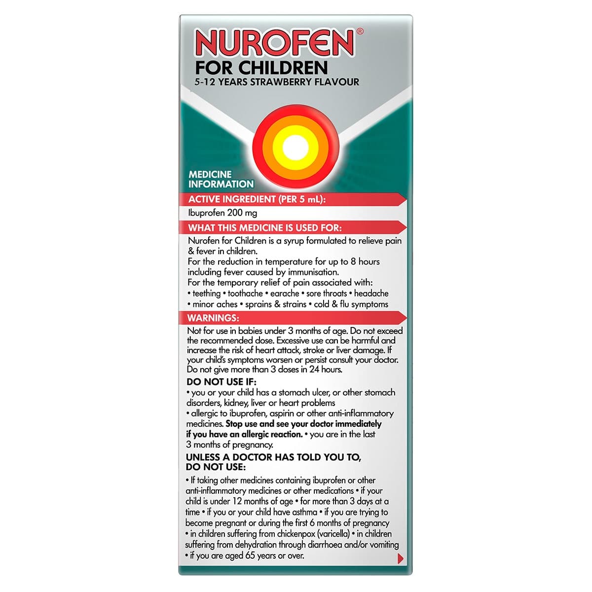 Thumbnail Nurofen for Children 5 - 12 Years Pain & Fever Relief Strawberry 100ml