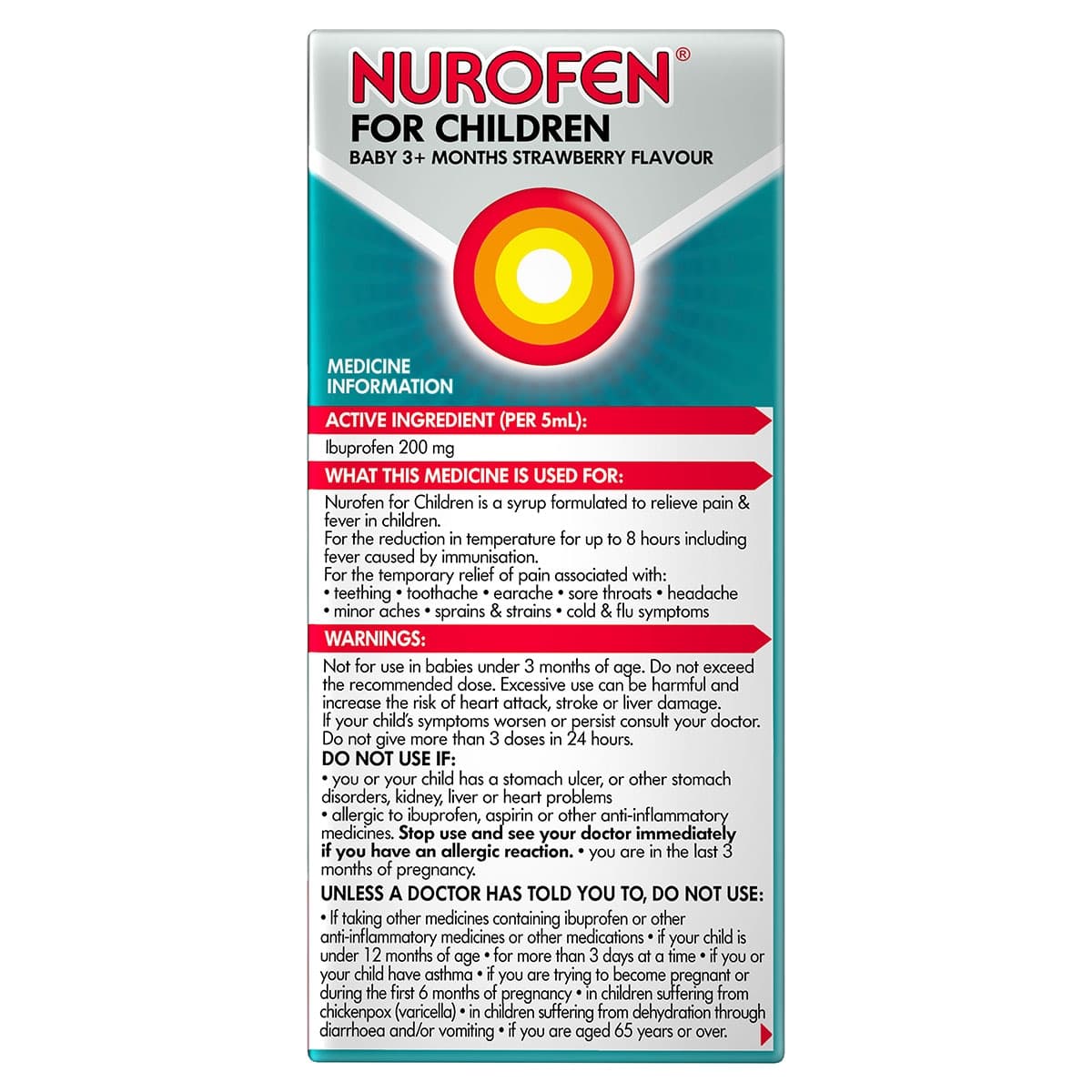 Thumbnail Nurofen Baby 3 Months+ Pain & Fever Relief Strawberry 50ml
