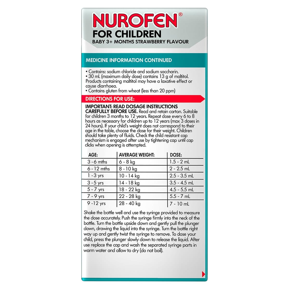 Thumbnail Nurofen Baby 3 Months+ Pain & Fever Relief Strawberry 50ml
