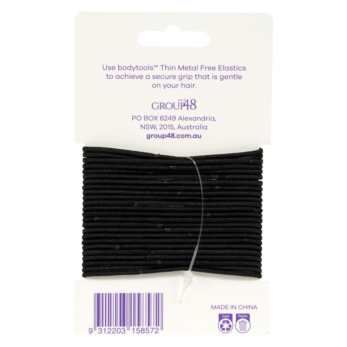 Thumbnail Bodytools Metal Free Thin Hair Elastics Black 24 Pack