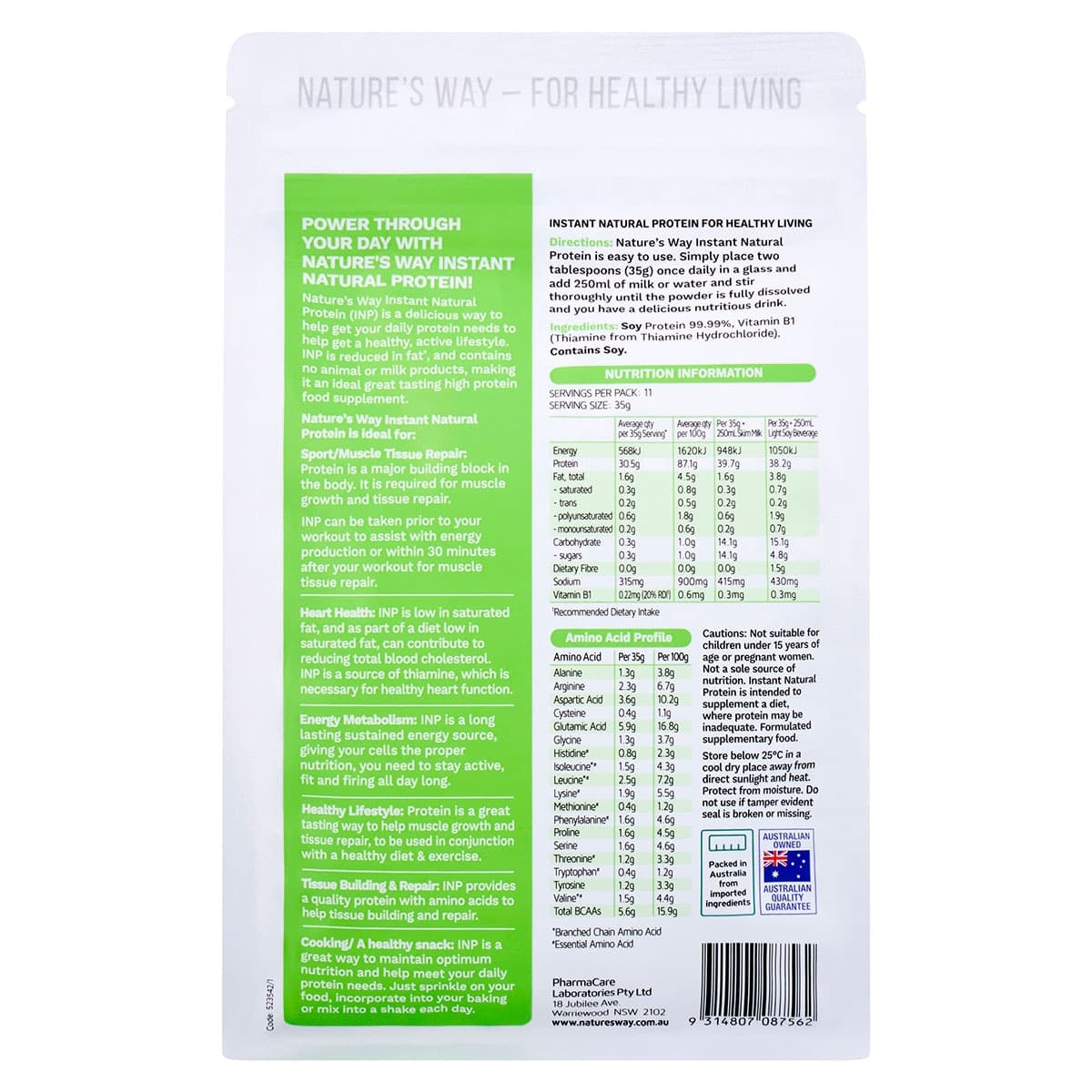 Thumbnail Nature's Way Instant Natural Plant Based Protein Powder Natural 400g