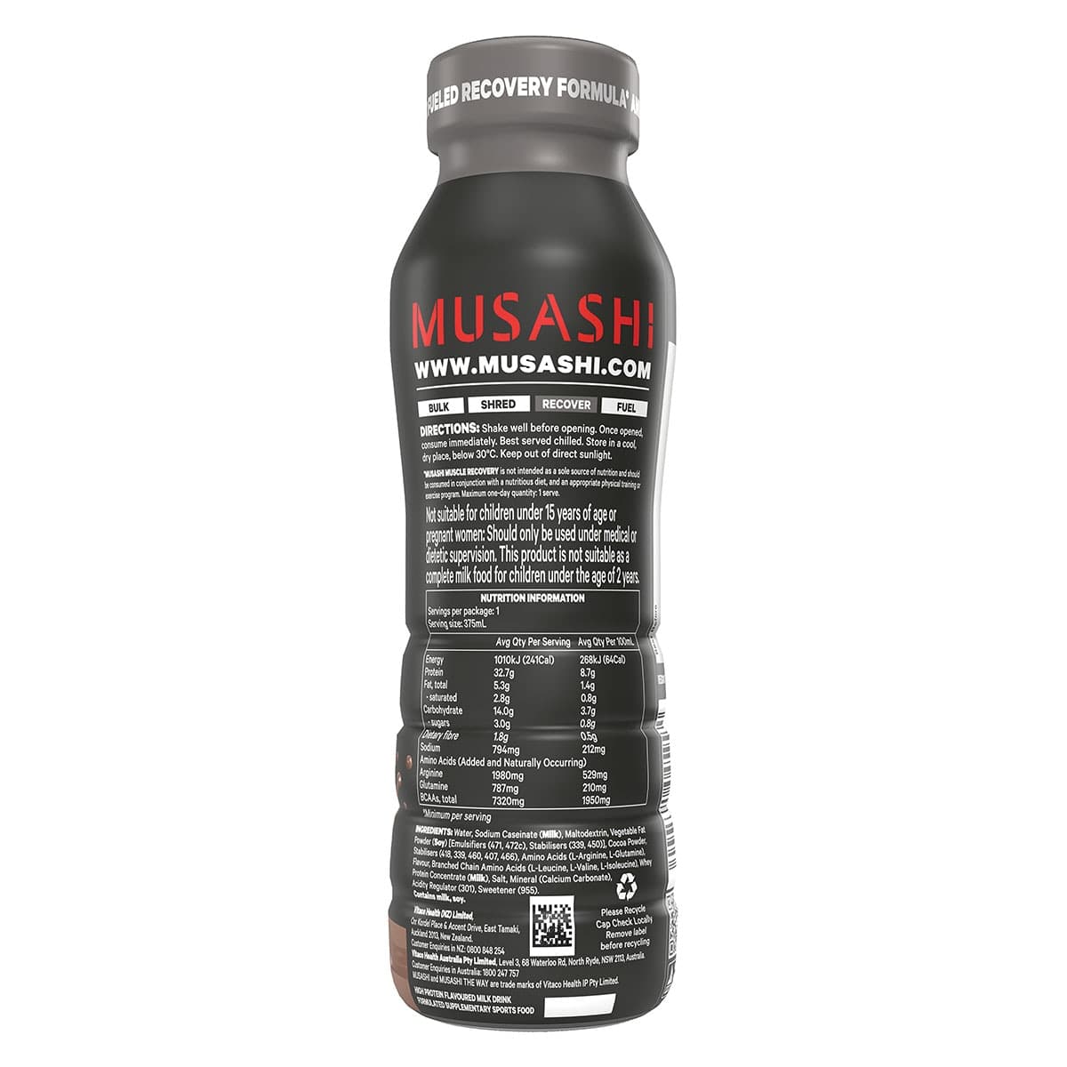 Thumbnail Musashi Muscle Recovery Protein Shake Chocolate 375mL