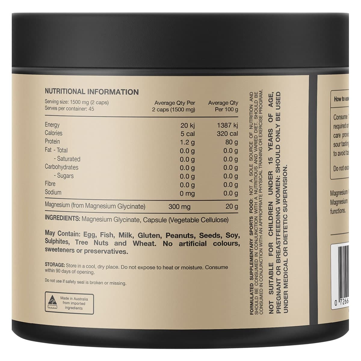 Thumbnail Switch Nutrition 100% Pure Magnesium Glycinate 90 Capsules