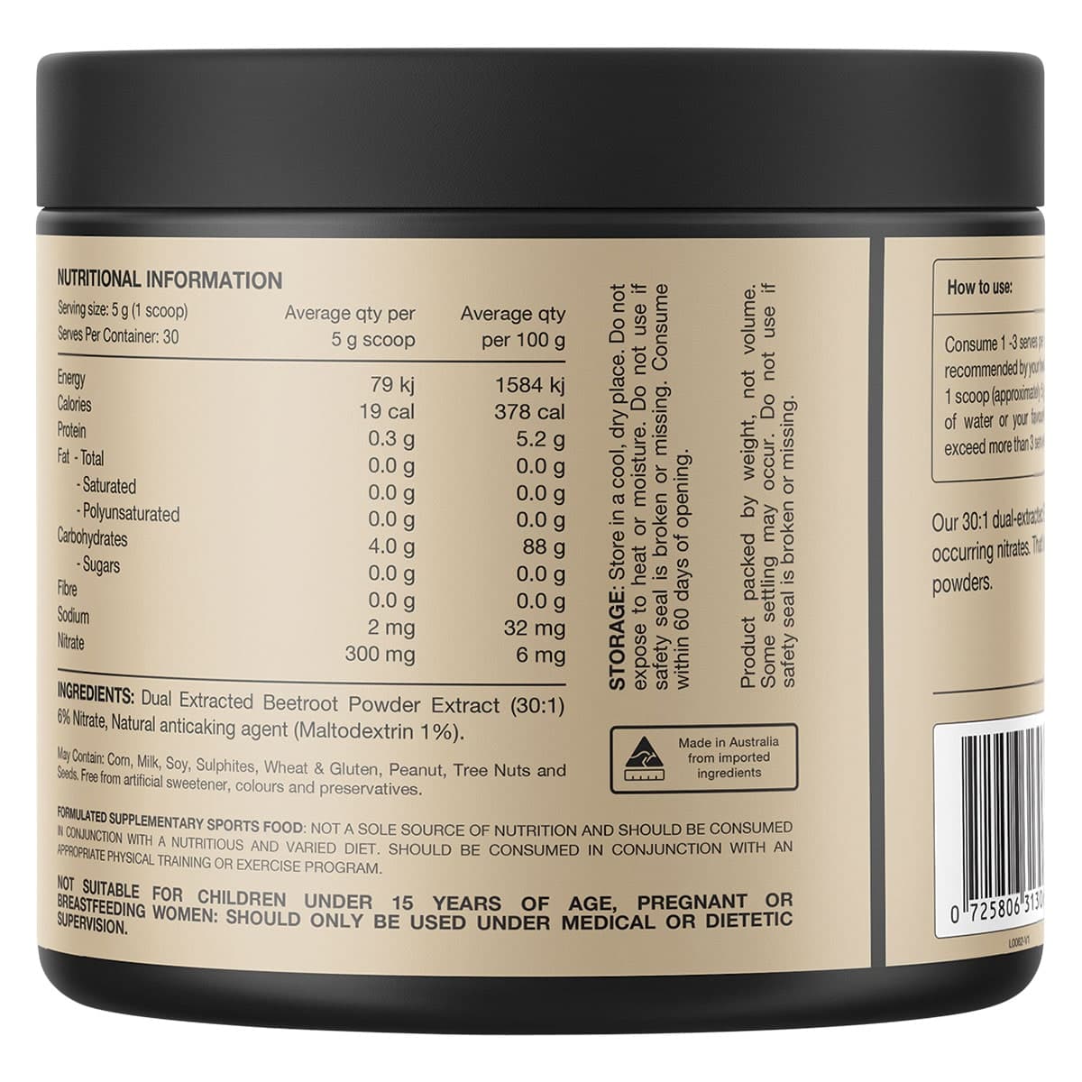 Thumbnail Switch Nutrition Beetroot Powder Triple Strength 6% Nitrate 30:1 - 150g