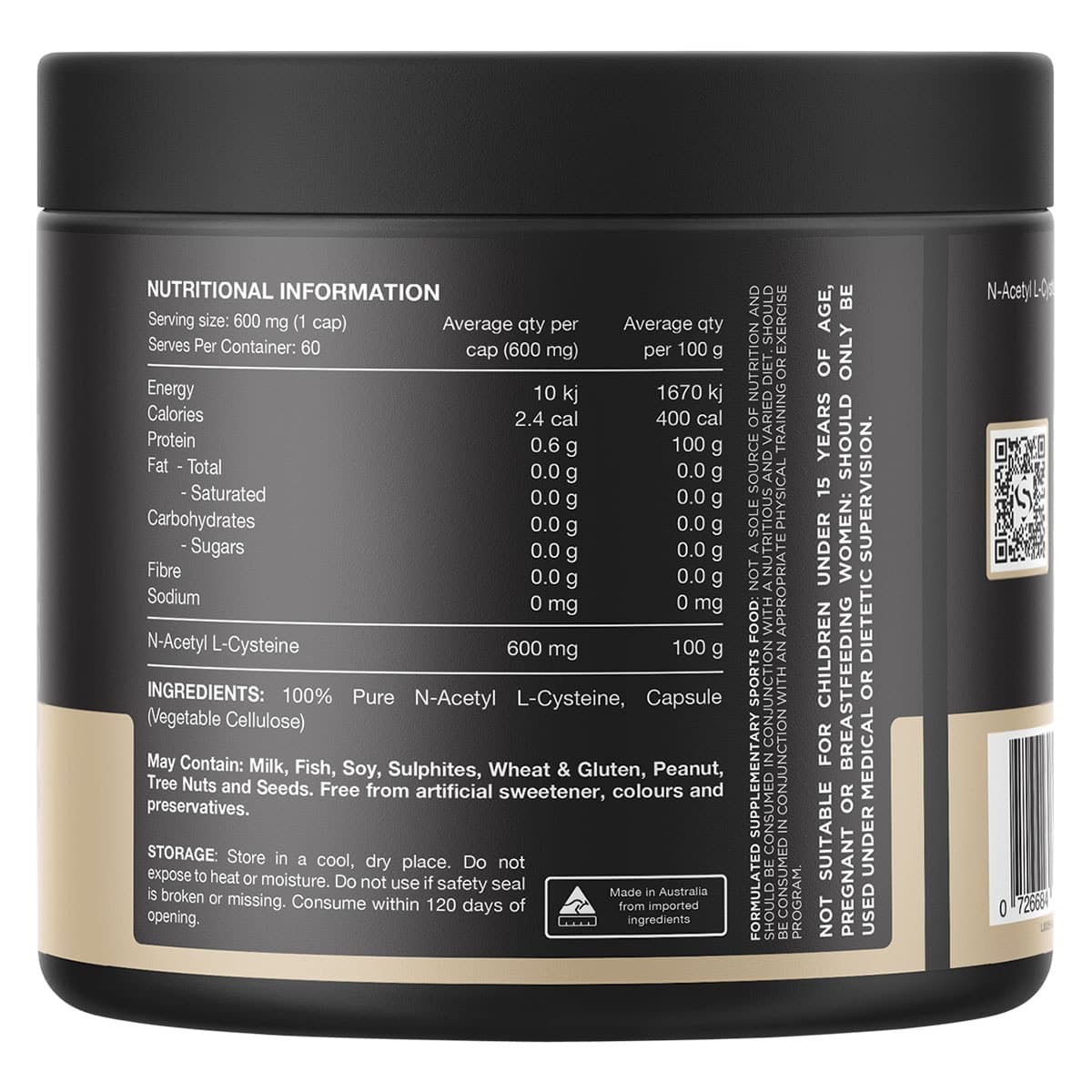 Thumbnail Switch Nutrition NAC 100% N-Acetyl L-Cysteine 60 Capsules
