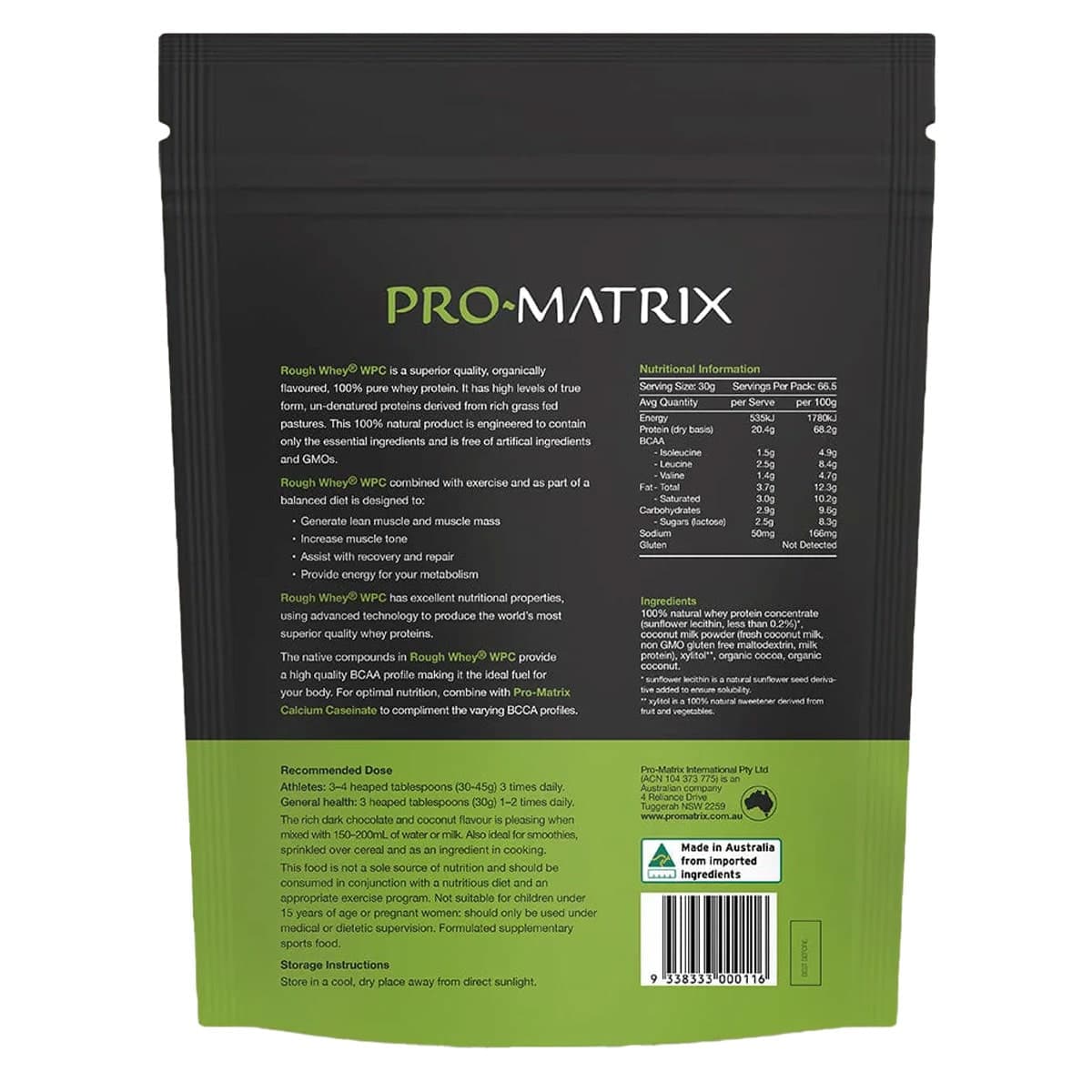 Thumbnail Pro Matrix Whey Protein Concentrate Dark Chocolate & Coconut 2Kg