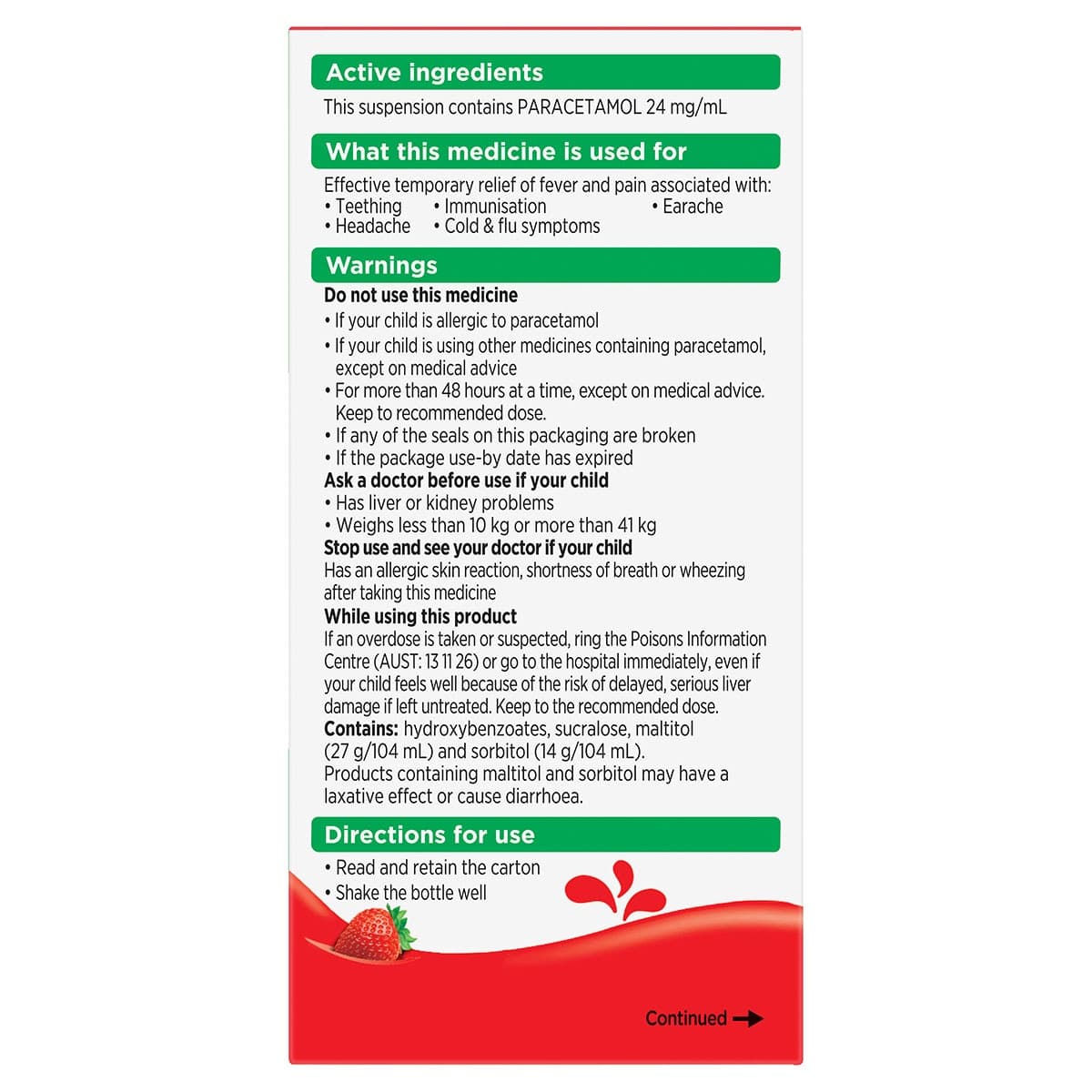 Thumbnail Panadol Children Suspension 1-5 Years Colour & Sugar Free Strawberry 200ml