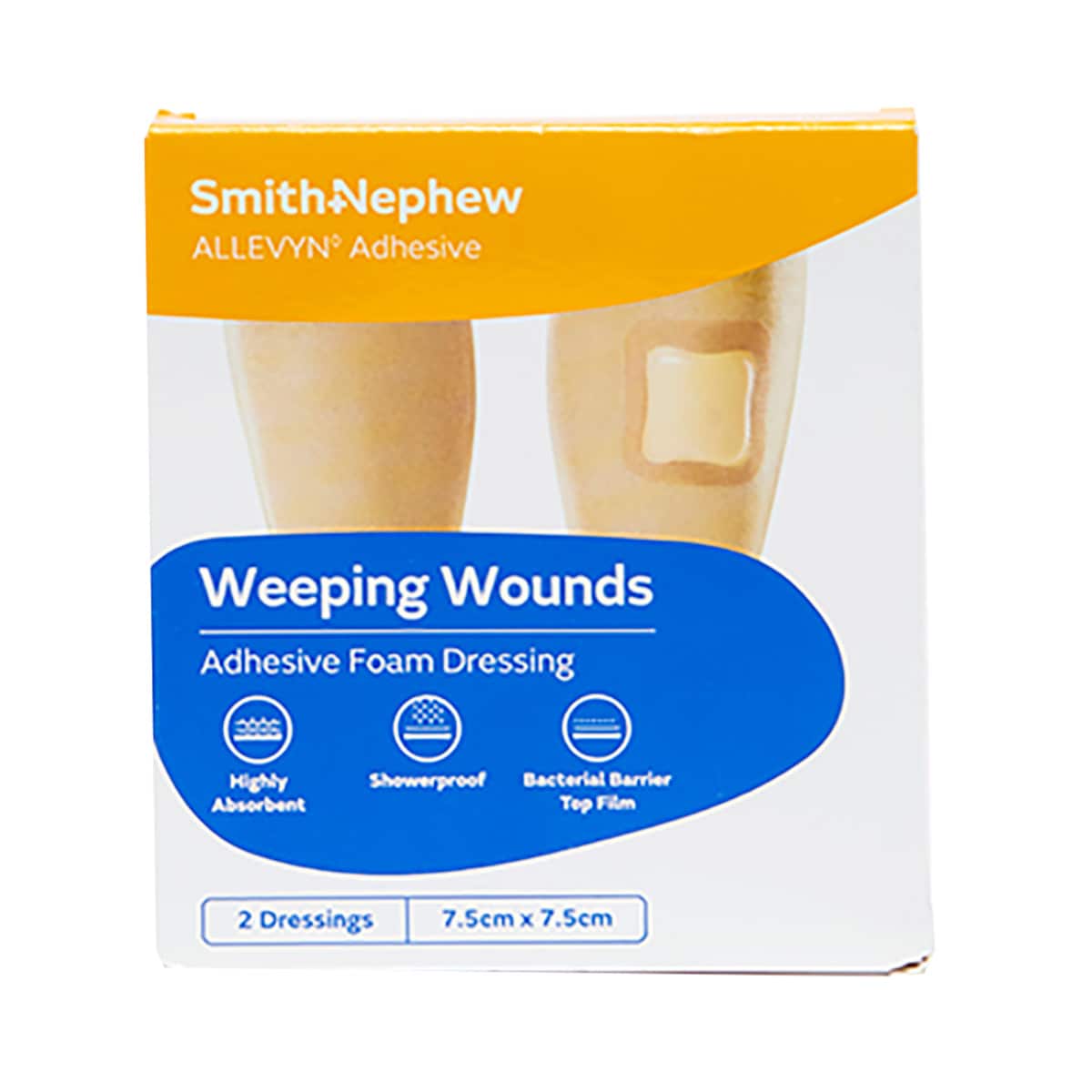 Thumbnail Allevyn Adhesive Foam Dressing 7.5cm x 7.5cm 2 Pack