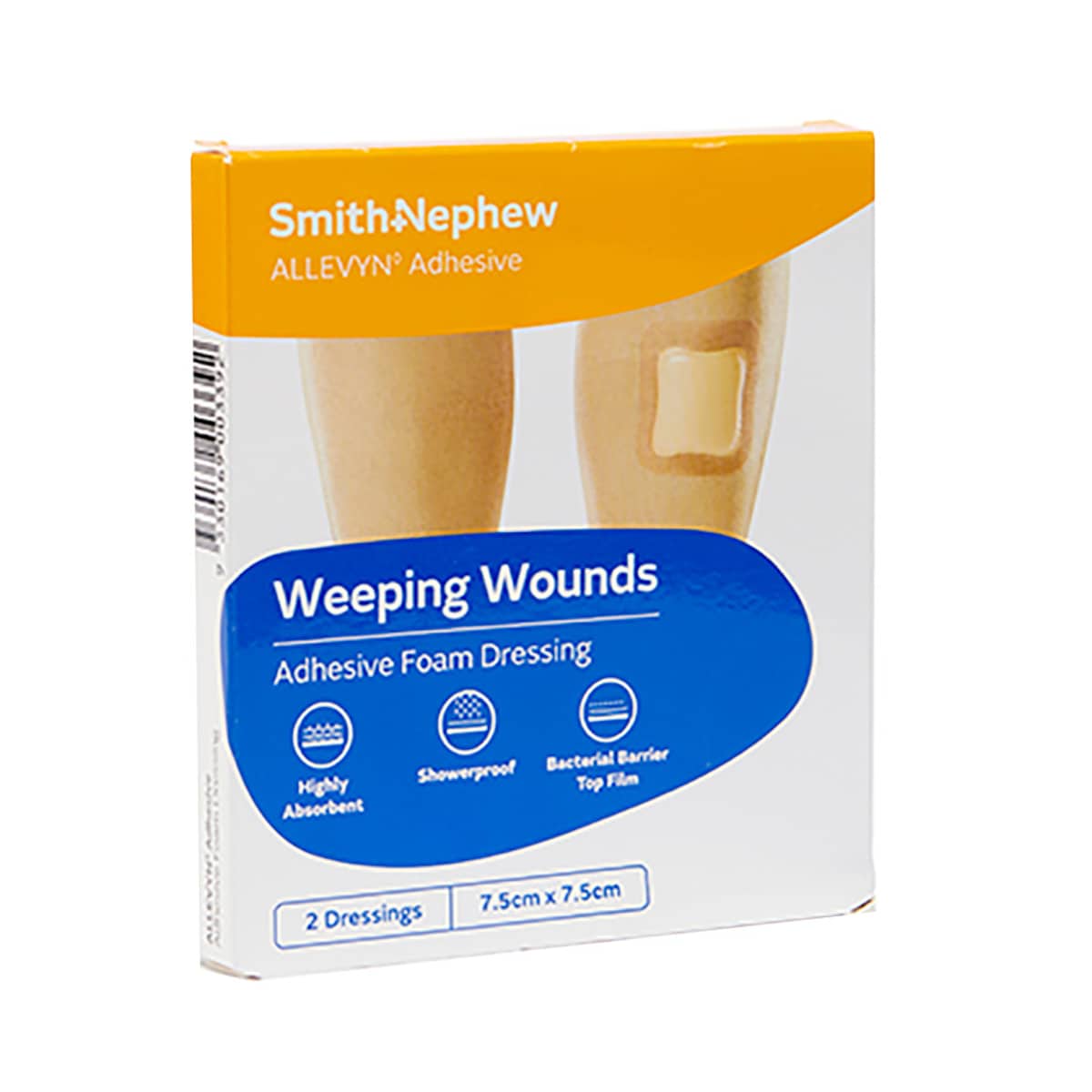 Thumbnail Allevyn Adhesive Foam Dressing 7.5cm x 7.5cm 2 Pack