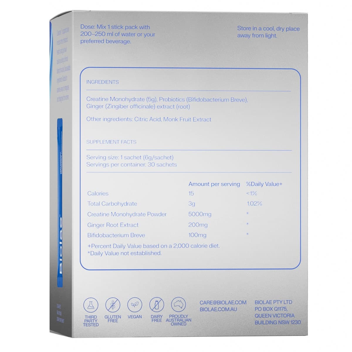 Thumbnail Biolae Creatone Creatine Monohydrate + Probiotic 30 Sachets