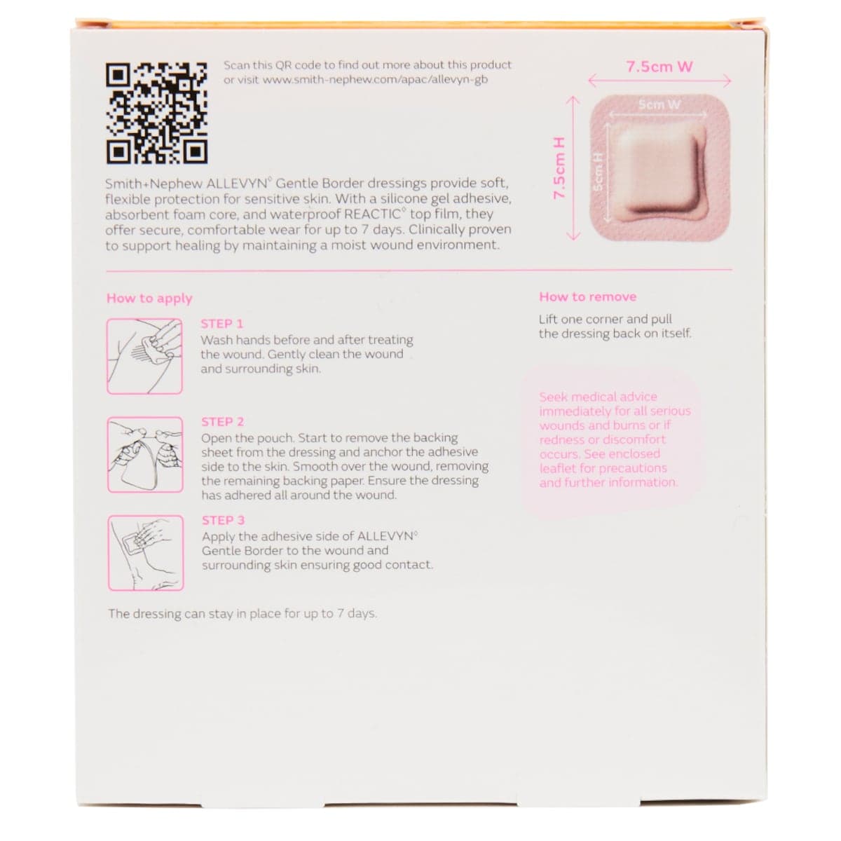 Thumbnail Allevyn Gentle Border 7.5cm x 7.5cm Foam Dressing 2 Pack