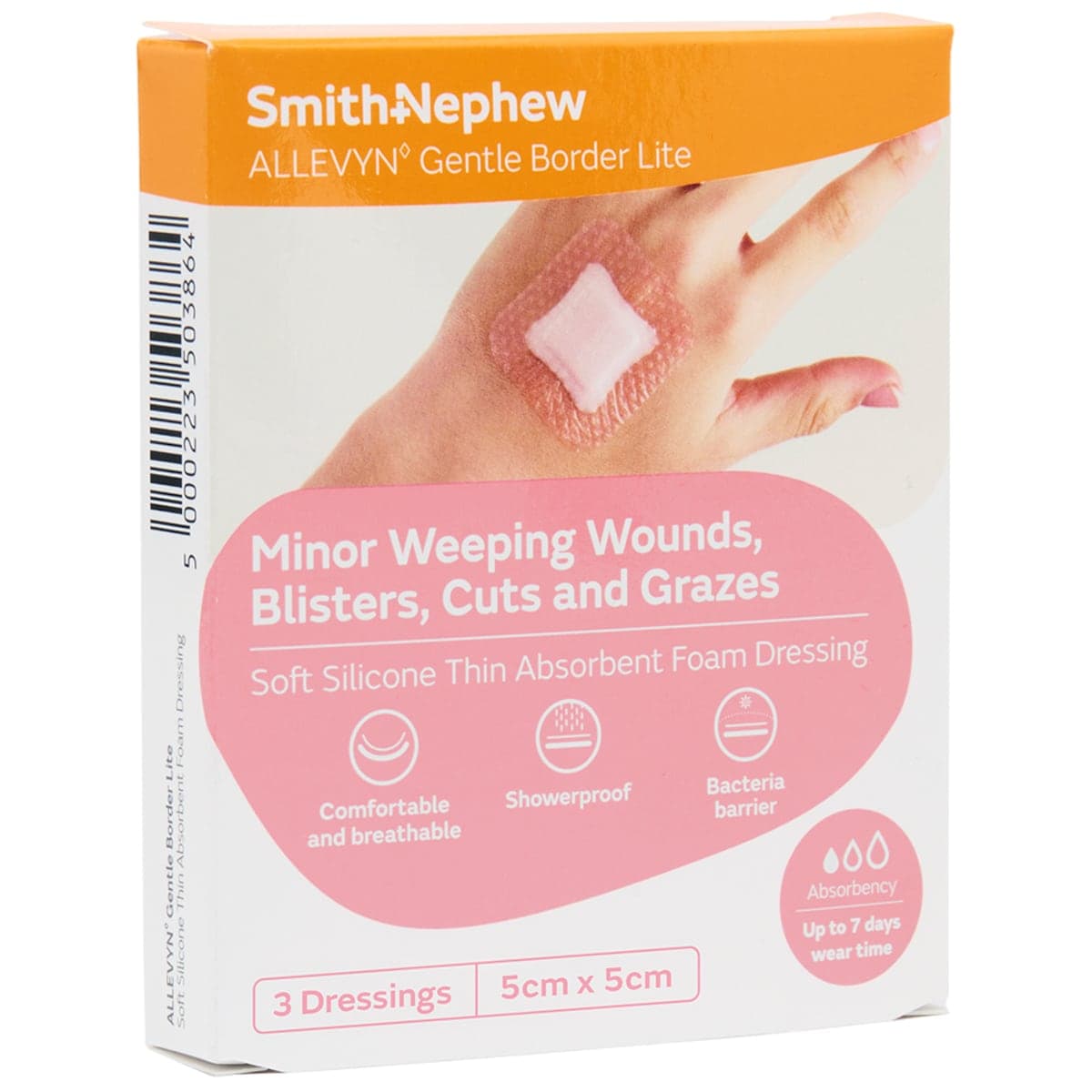 Thumbnail Allevyn Gentle Border Lite 5cm x 5cm Foam Dressing 3 Pack