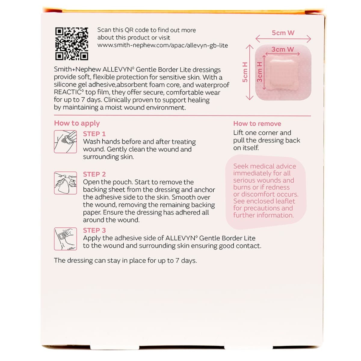 Thumbnail Allevyn Gentle Border Lite 5cm x 5cm Foam Dressing 3 Pack