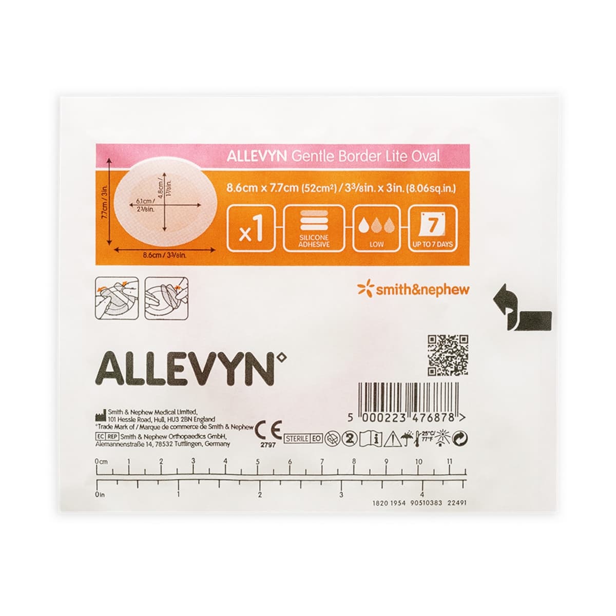 Thumbnail Allevyn Gentle Border Lite Oval 8.6cm x 7.7cm Foam Dressing 10 Pack