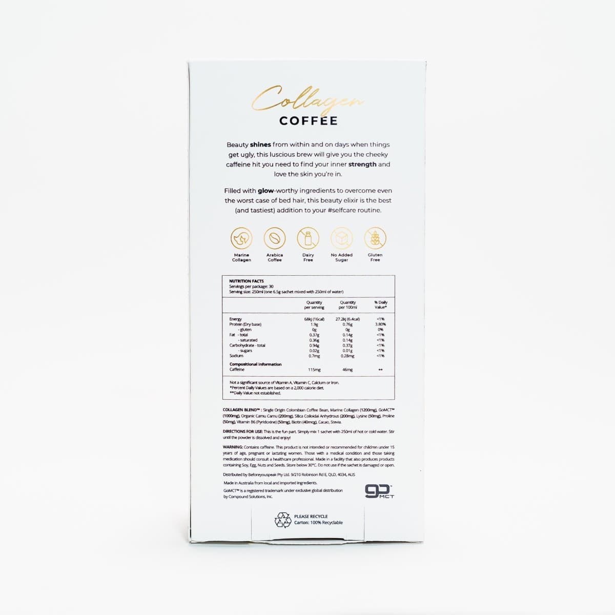 Thumbnail BeforeYouSpeak Glow Collagen Coffee Mocha 30 x 6.5g