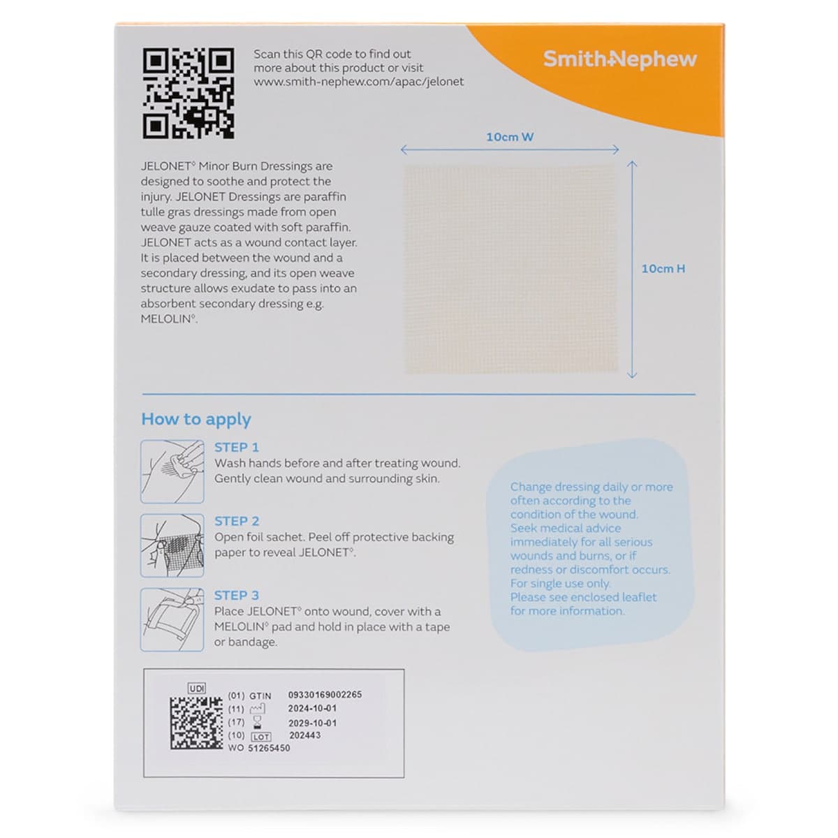 Thumbnail Jelonet Paraffin Gauze Dressing 10cm X 10cm 3 Pack