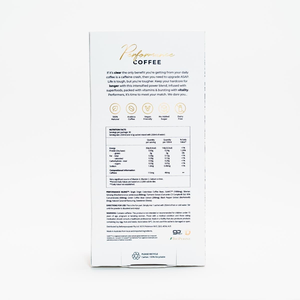 Thumbnail Beforeyouspeak Coffee Performance Coffee Caramel 30 x 4.5g