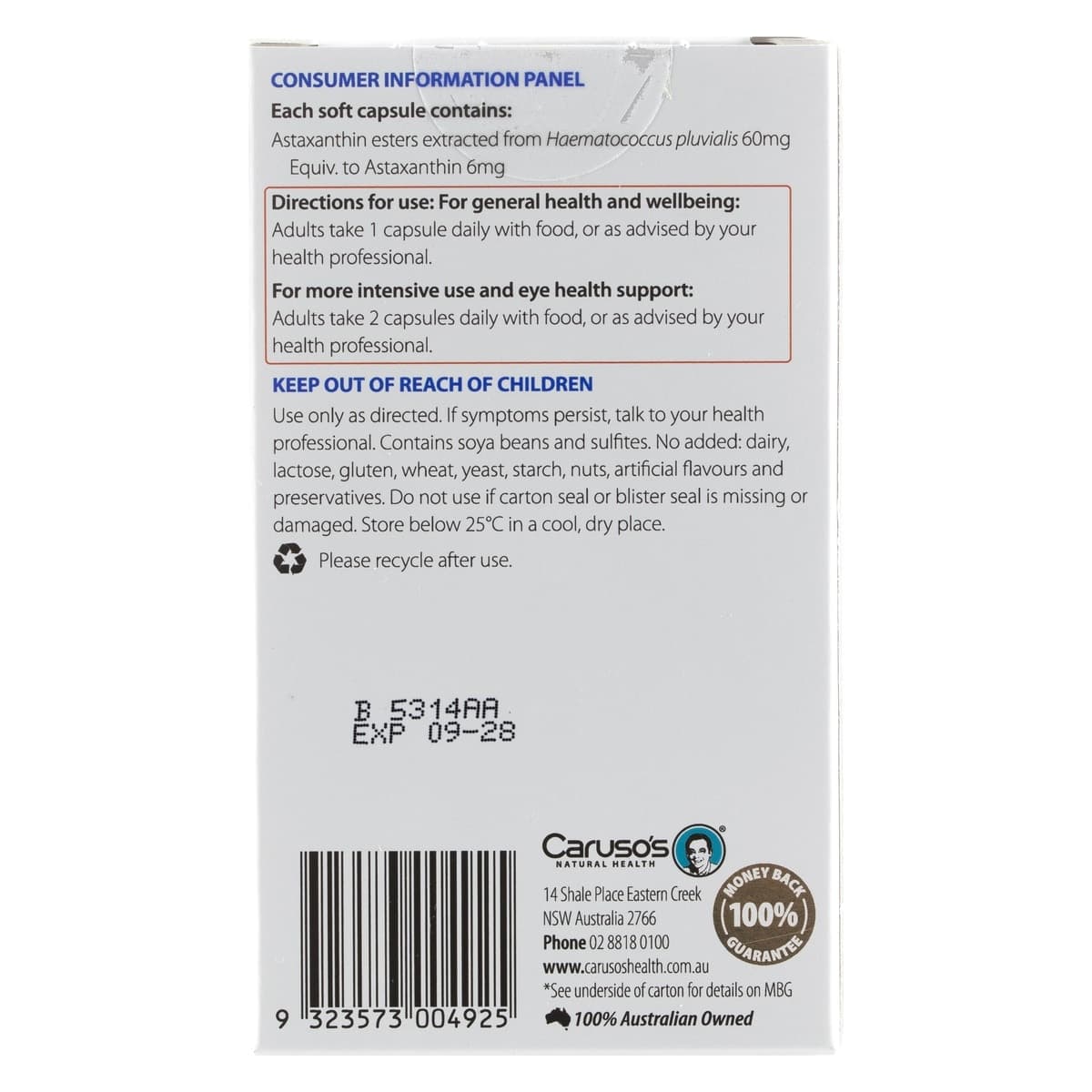 Thumbnail Carusos Hawaiian Astaxanthin 30 Capsules
