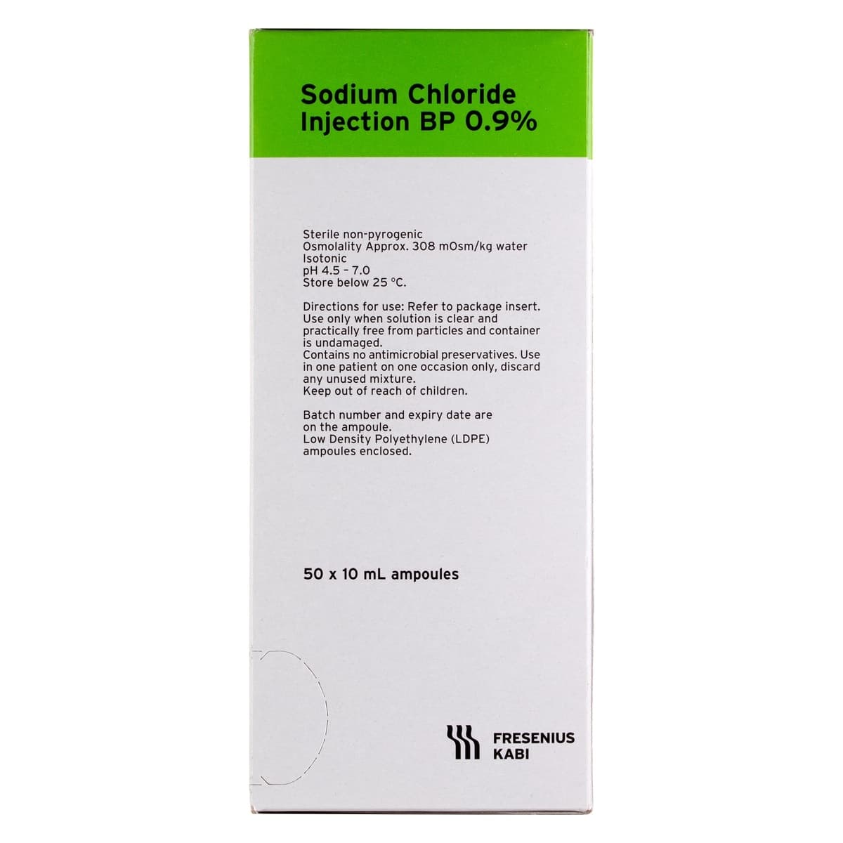 Thumbnail Frenesius Kabi Sodium Chloride BP 0.9% for Injection 10ml 50 Pack