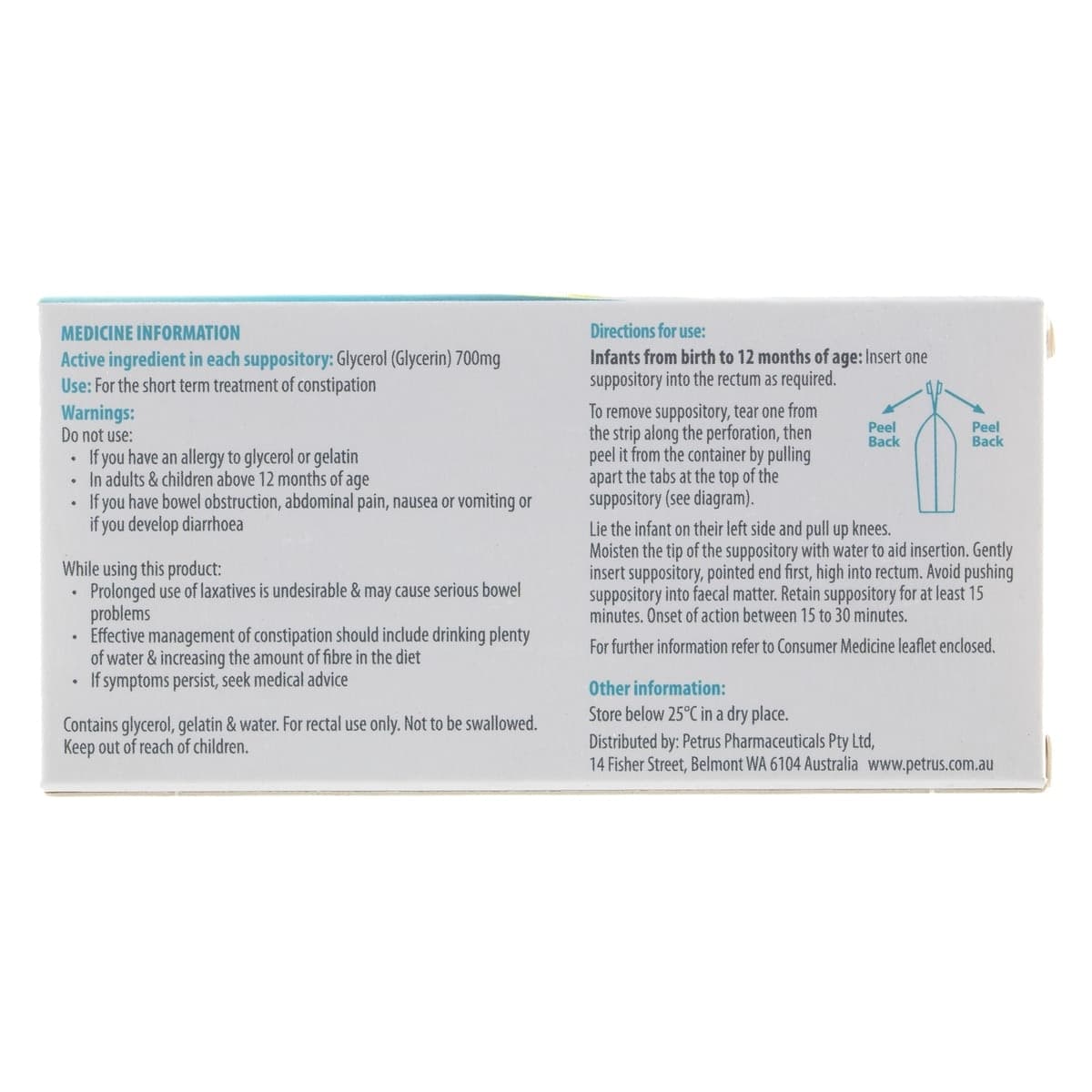 Thumbnail Glycerol Suppositories B.P. for Infants 12 Pack