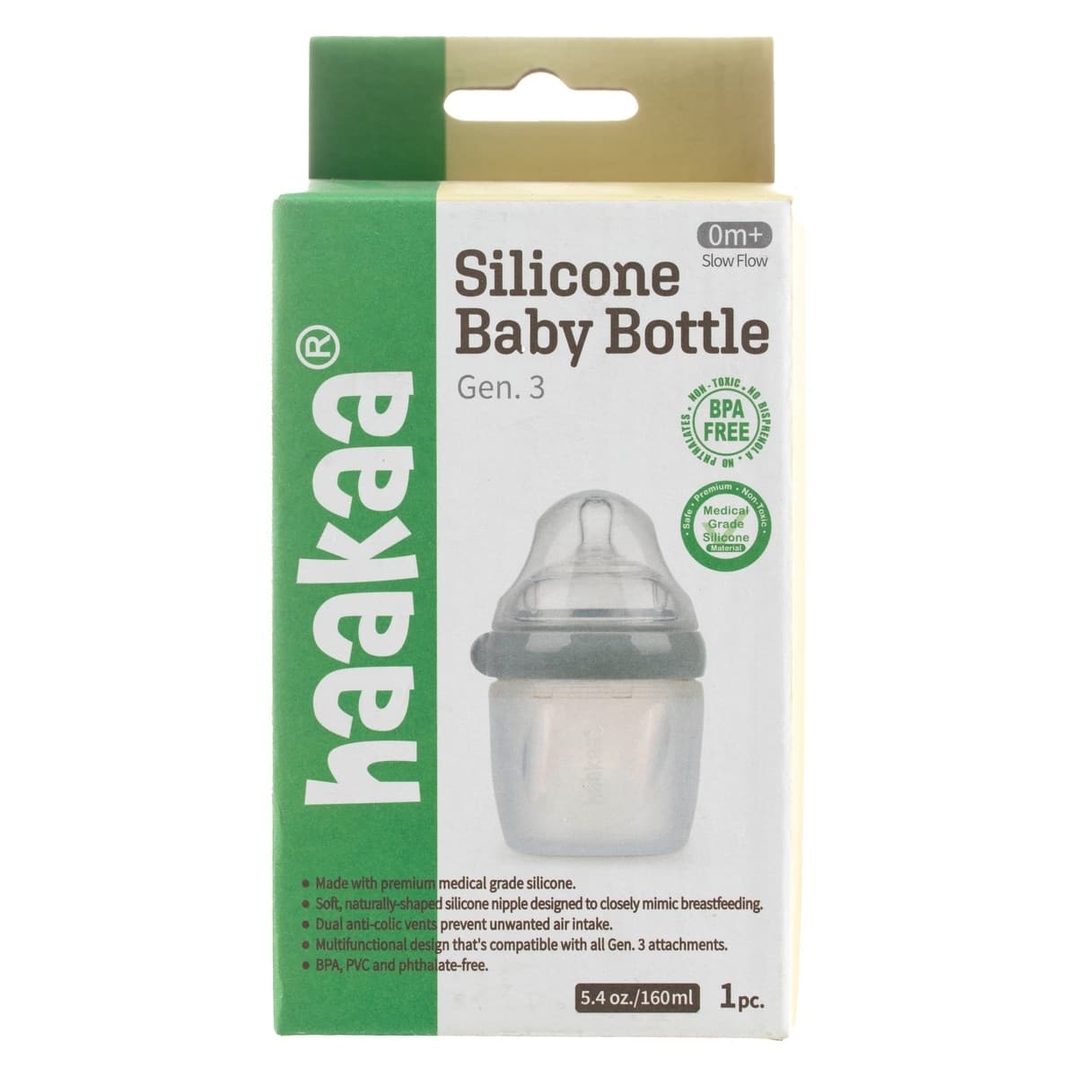 Thumbnail Haakaa Generation 3 Silicone Baby Bottle Grey 160ml