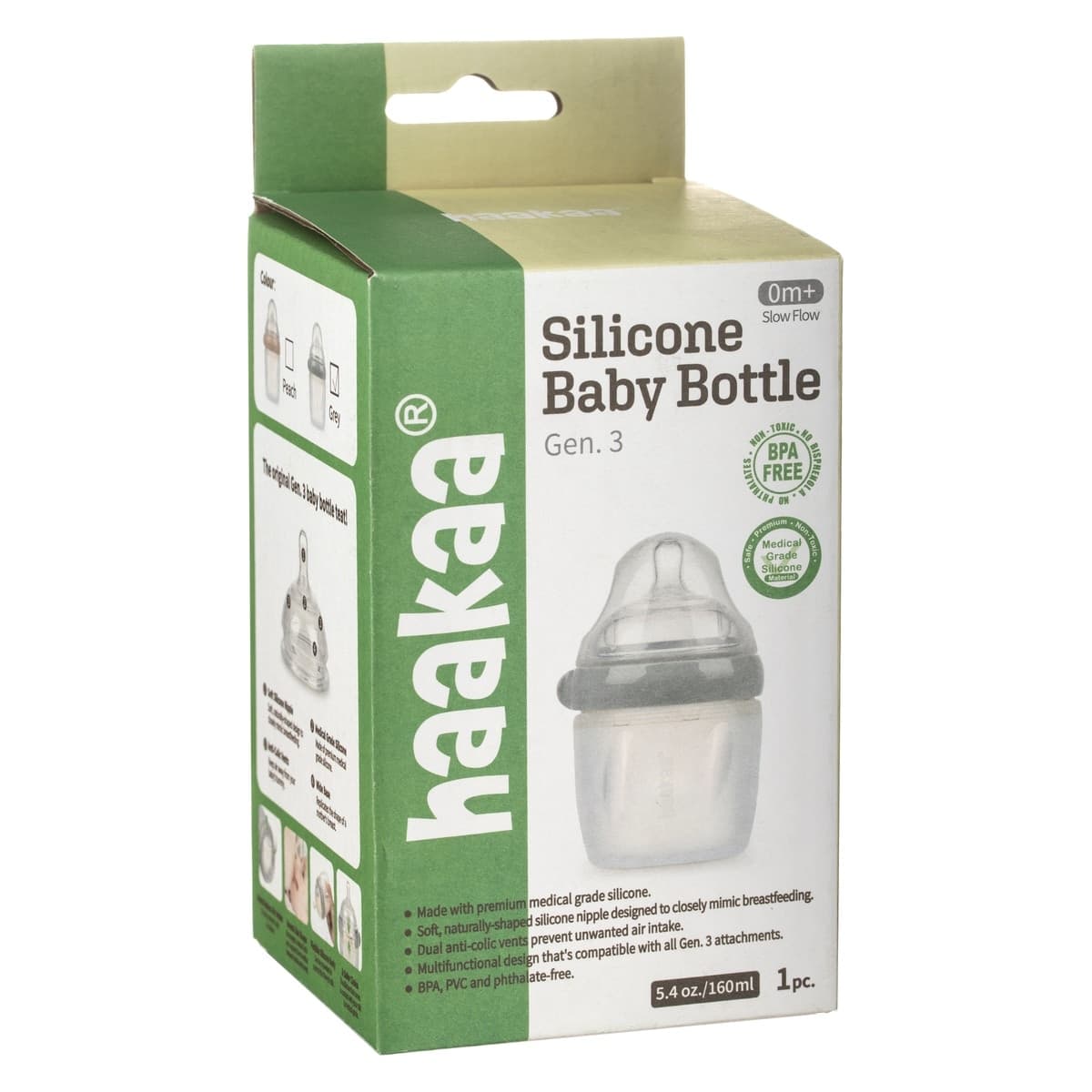 Thumbnail Haakaa Generation 3 Silicone Baby Bottle Grey 160ml