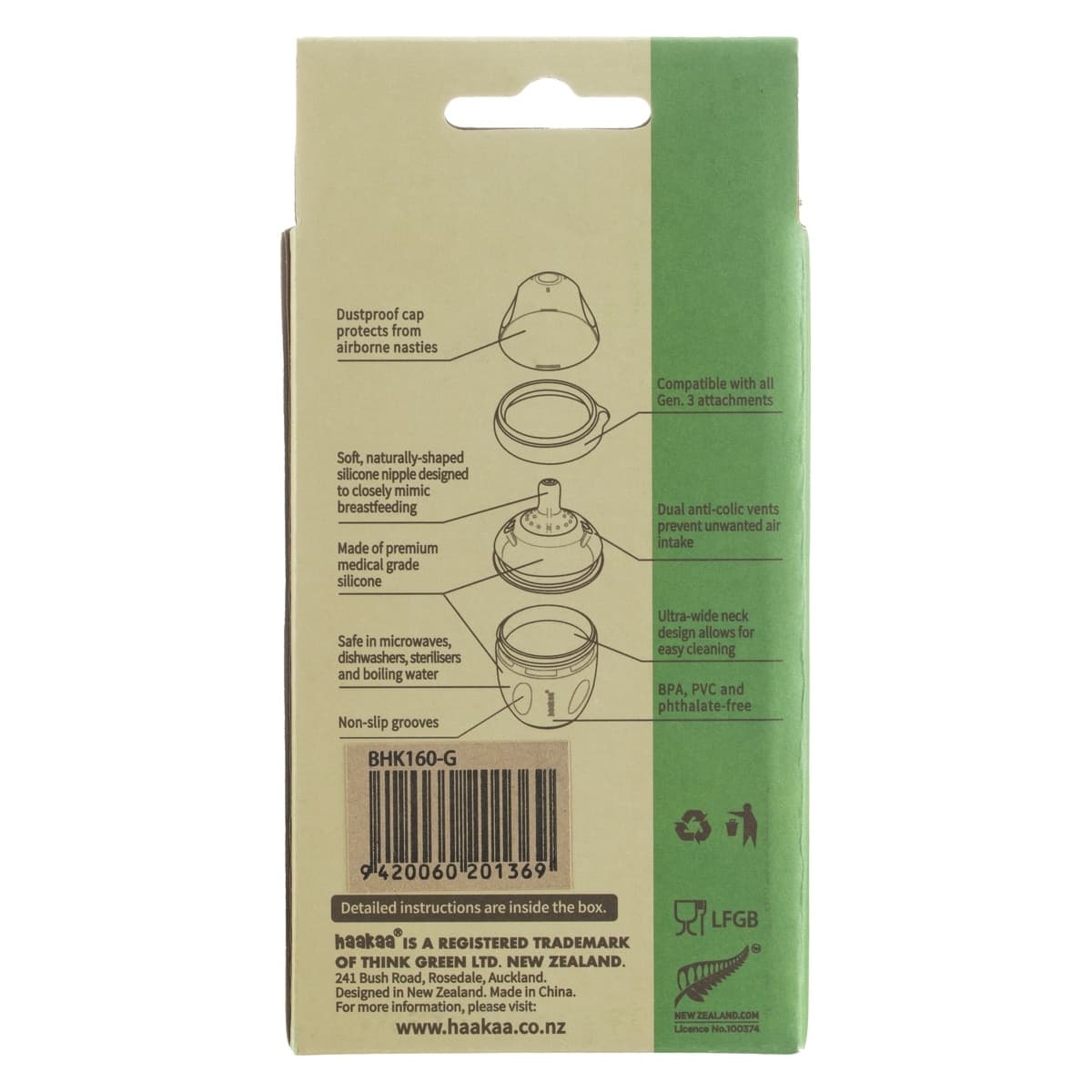 Thumbnail Haakaa Generation 3 Silicone Baby Bottle Grey 160ml