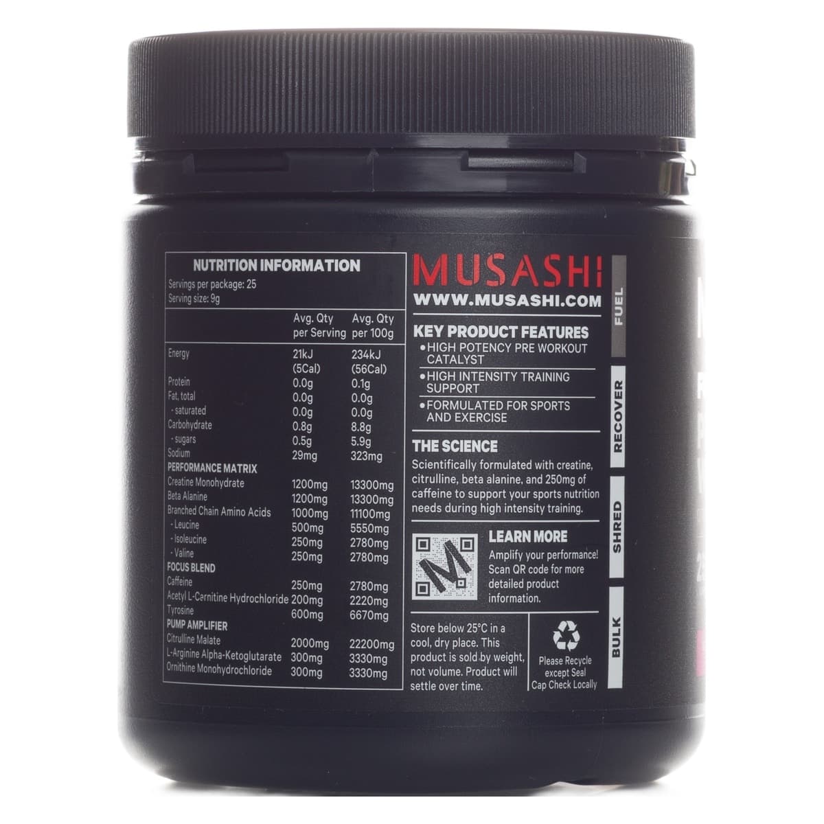 Thumbnail Musashi Pre Workout Watermelon 225g