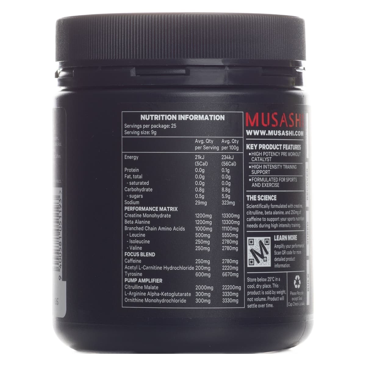 Thumbnail Musashi Pre Workout Watermelon 225g