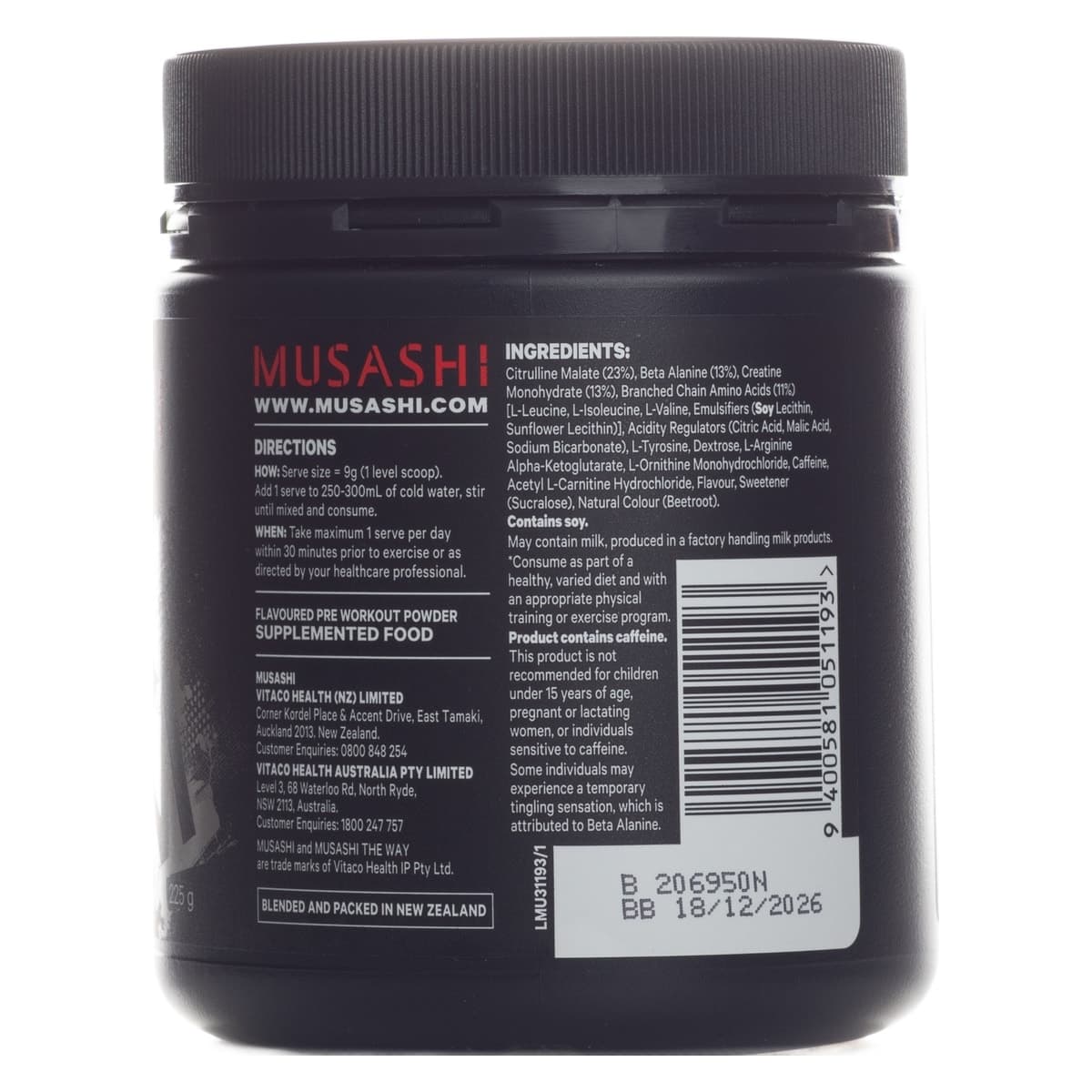 Thumbnail Musashi Pre Workout Watermelon 225g
