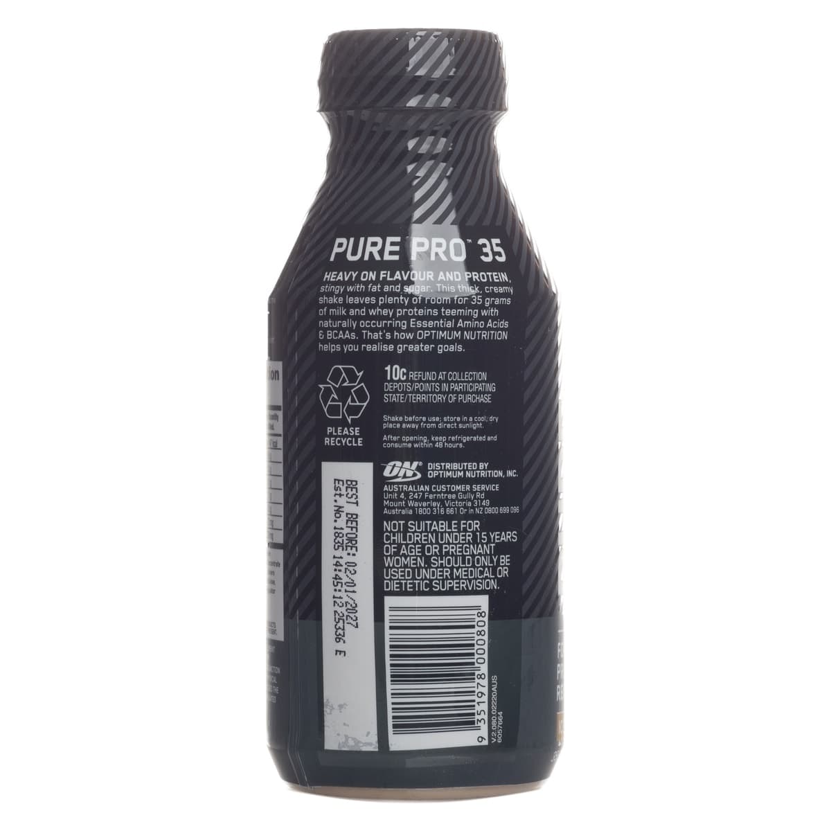 Thumbnail Optimum Nutrition Pure Pro 35 Protein Shake Coffee 355ml